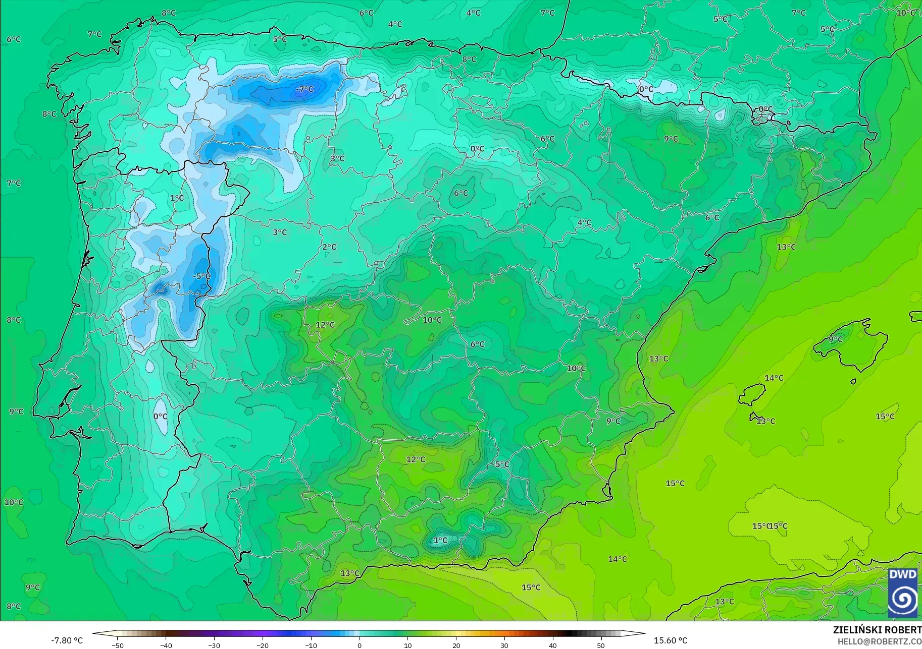 ICON model - Spanyol, Titik Embun 2 m