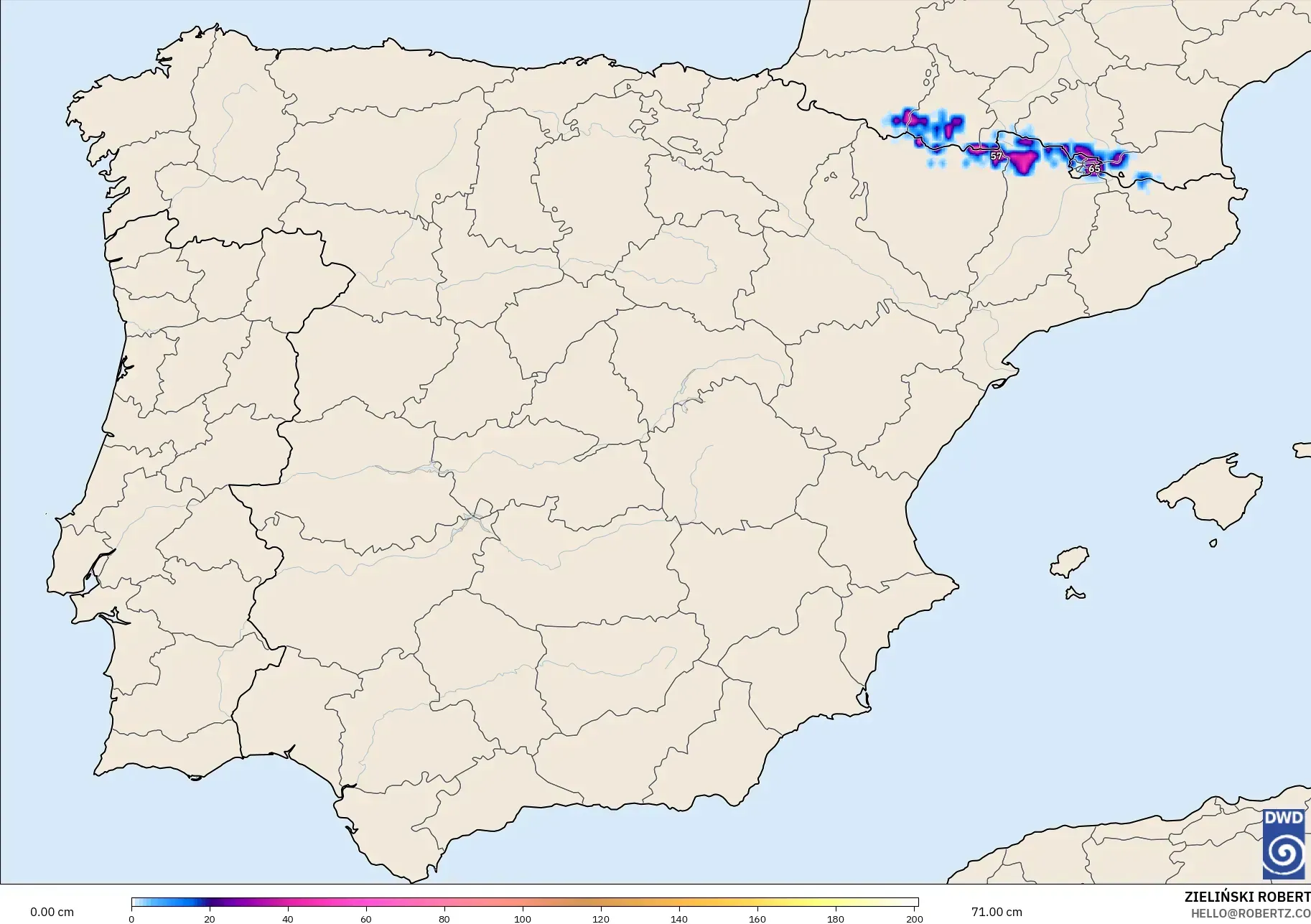 ICON model - Spanyol, Kedalaman Salju