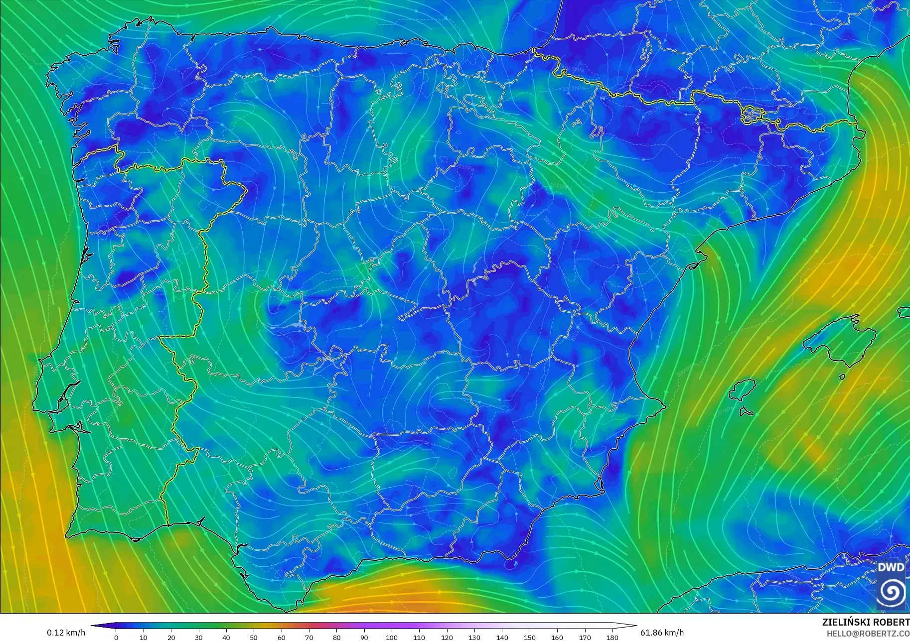 ICON model - Spanyol, Angin 10 m