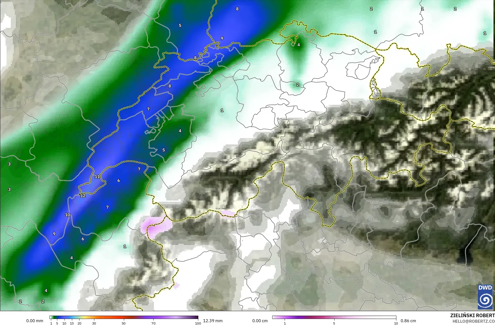 ICON model - Swiss, Curah Hujan, Awan, dan Tekanan
