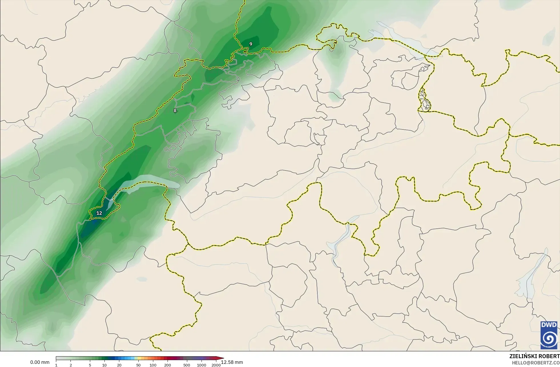 ICON model - Swiss, Akumulasi Curah Hujan