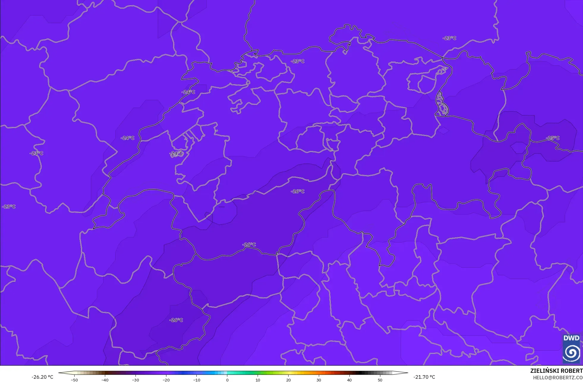 ICON model - Swiss, Suhu 500 hPa