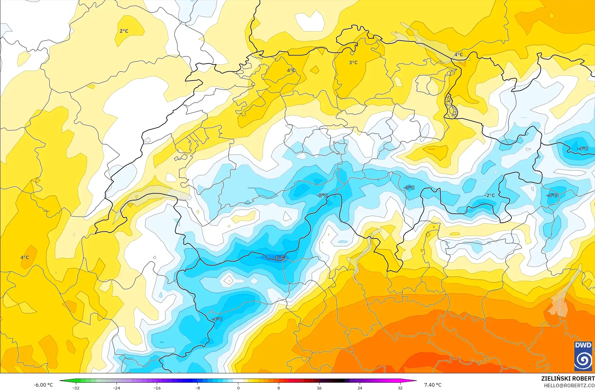 ICON model - Swiss, Anomali Suhu 850 hPa
