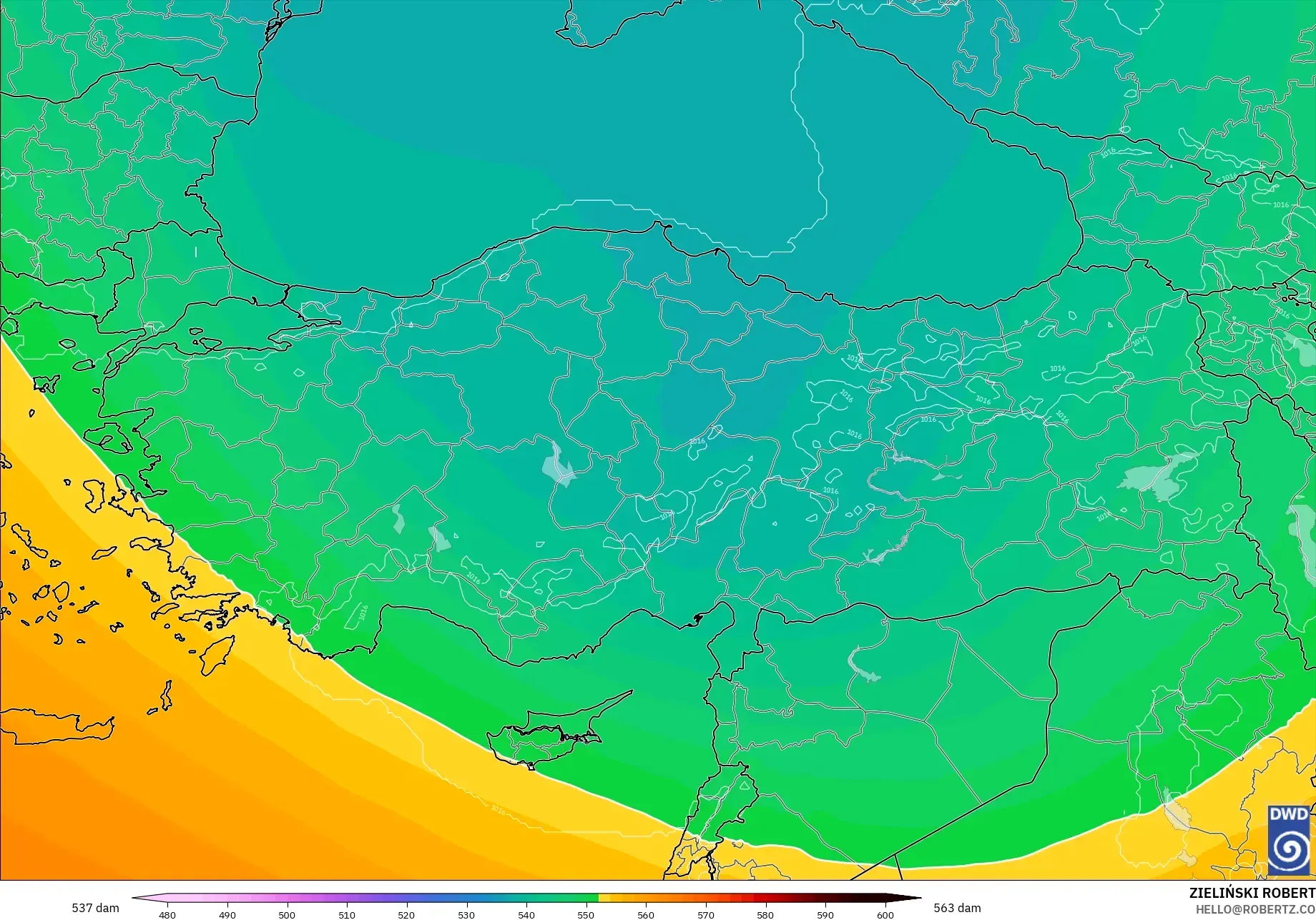 ICON model - Turki, Ketinggian geopotensial pada 500 hPa