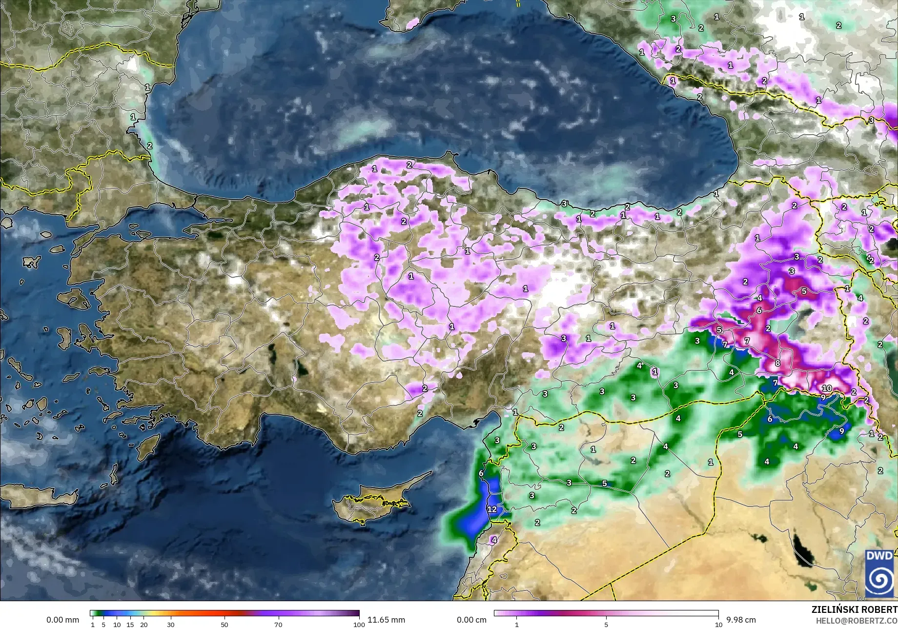 ICON model - Turki, Curah Hujan, Awan, dan Tekanan
