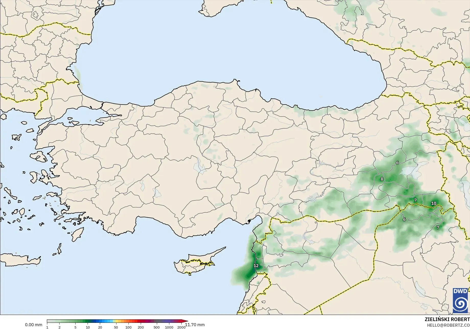 ICON model - Turki, Akumulasi Curah Hujan