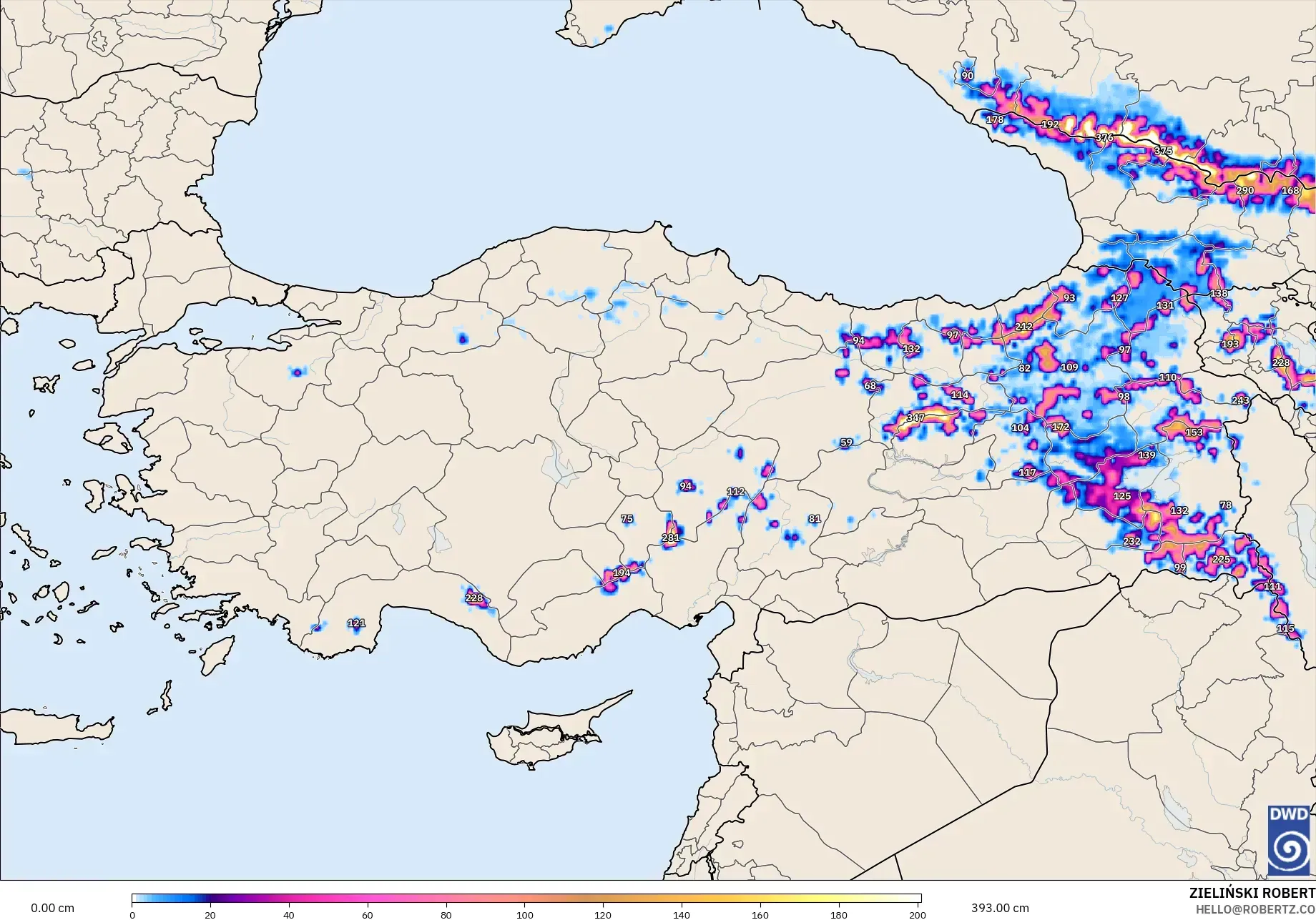 ICON model - Turki, Kedalaman Salju