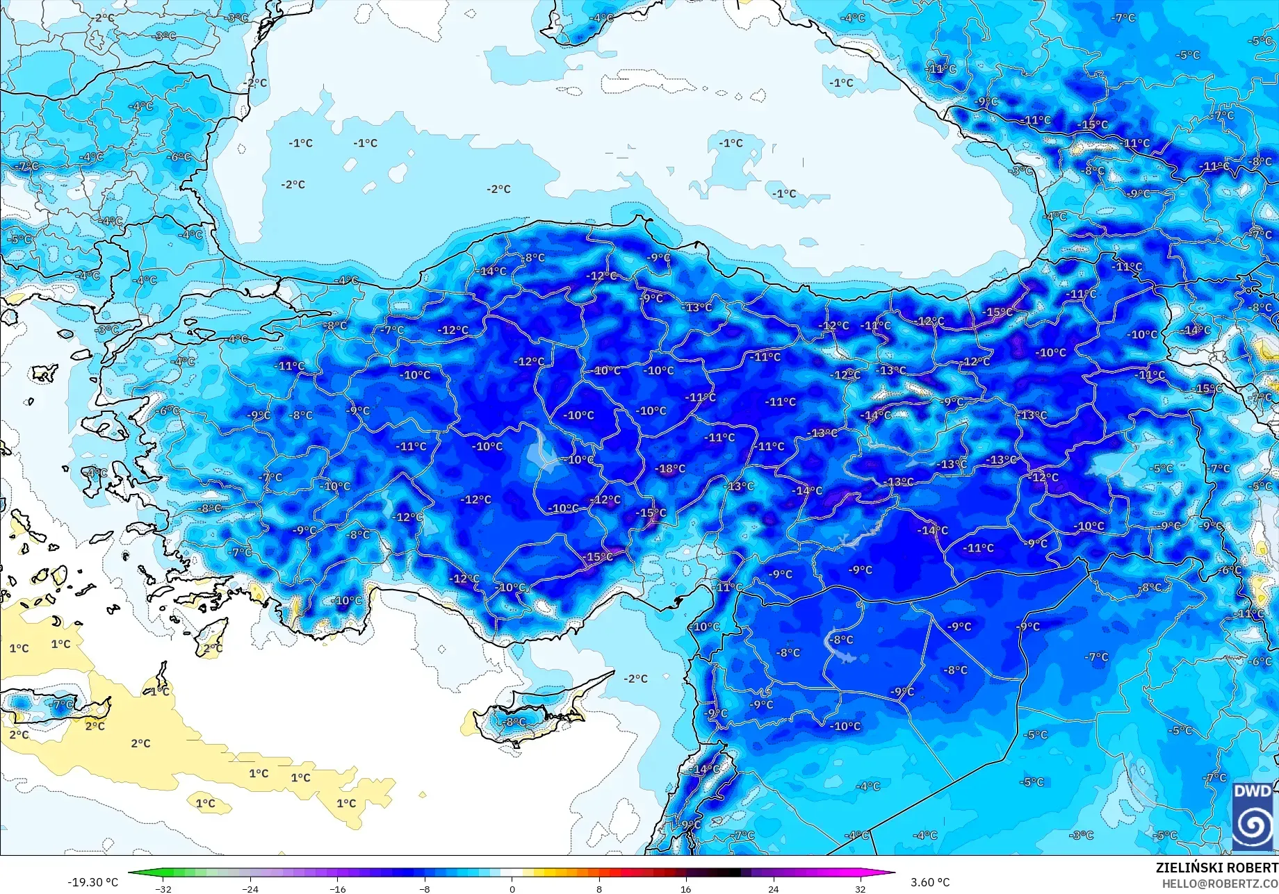 ICON model - Turki, Anomali Suhu 2 m