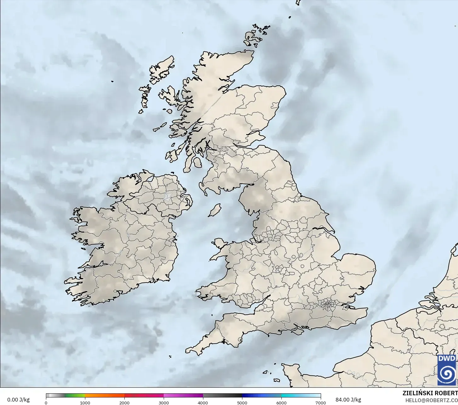 ICON model - Britania Raya, CAPE