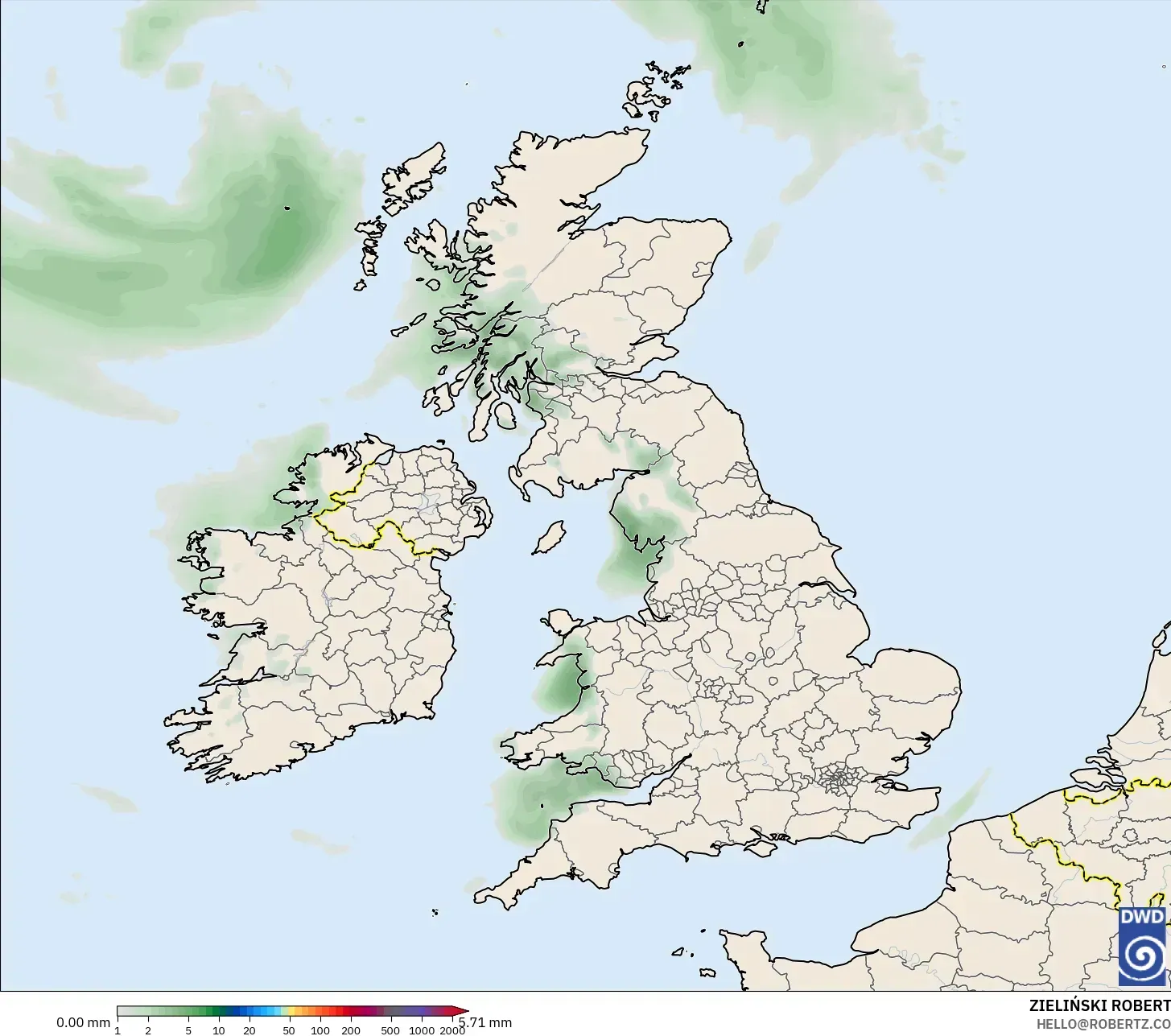 ICON model - Britania Raya, Akumulasi Curah Hujan