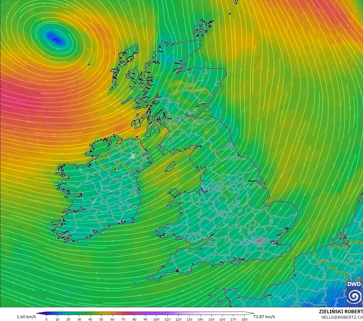ICON model - Britania Raya, Angin 10 m