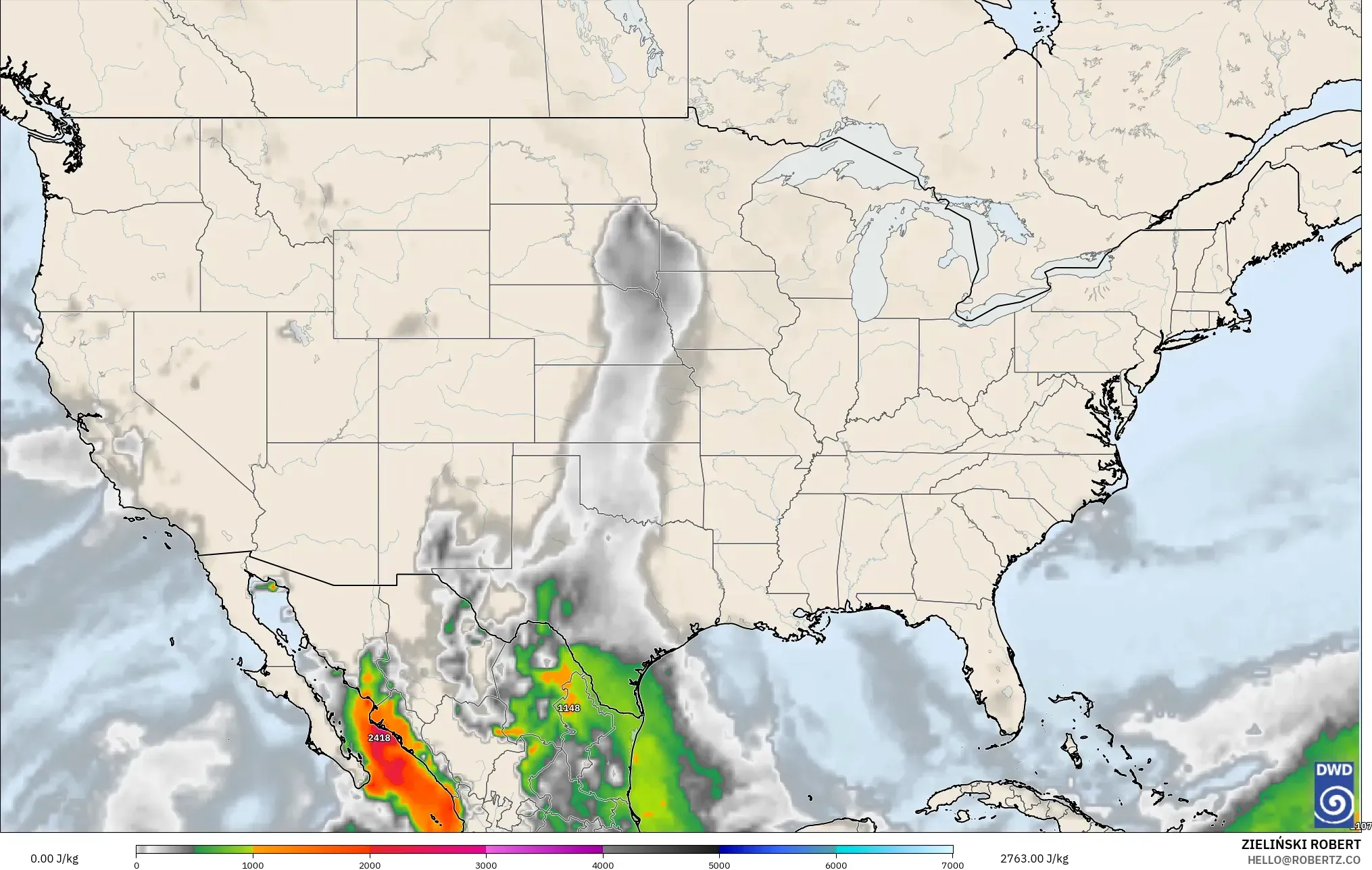 ICON model - Amerika Serikat, CAPE