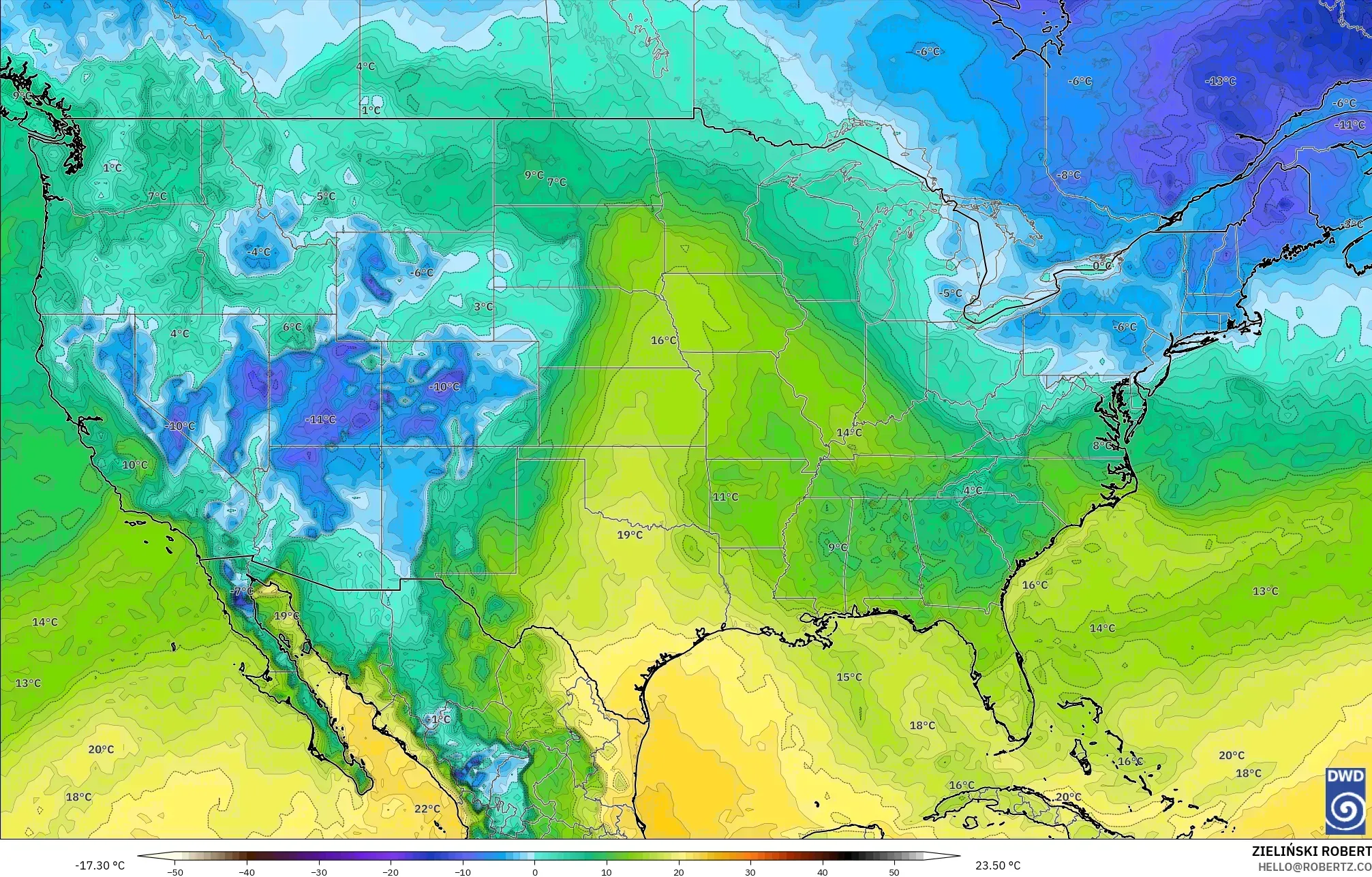 ICON model - Amerika Serikat, Titik Embun 2 m