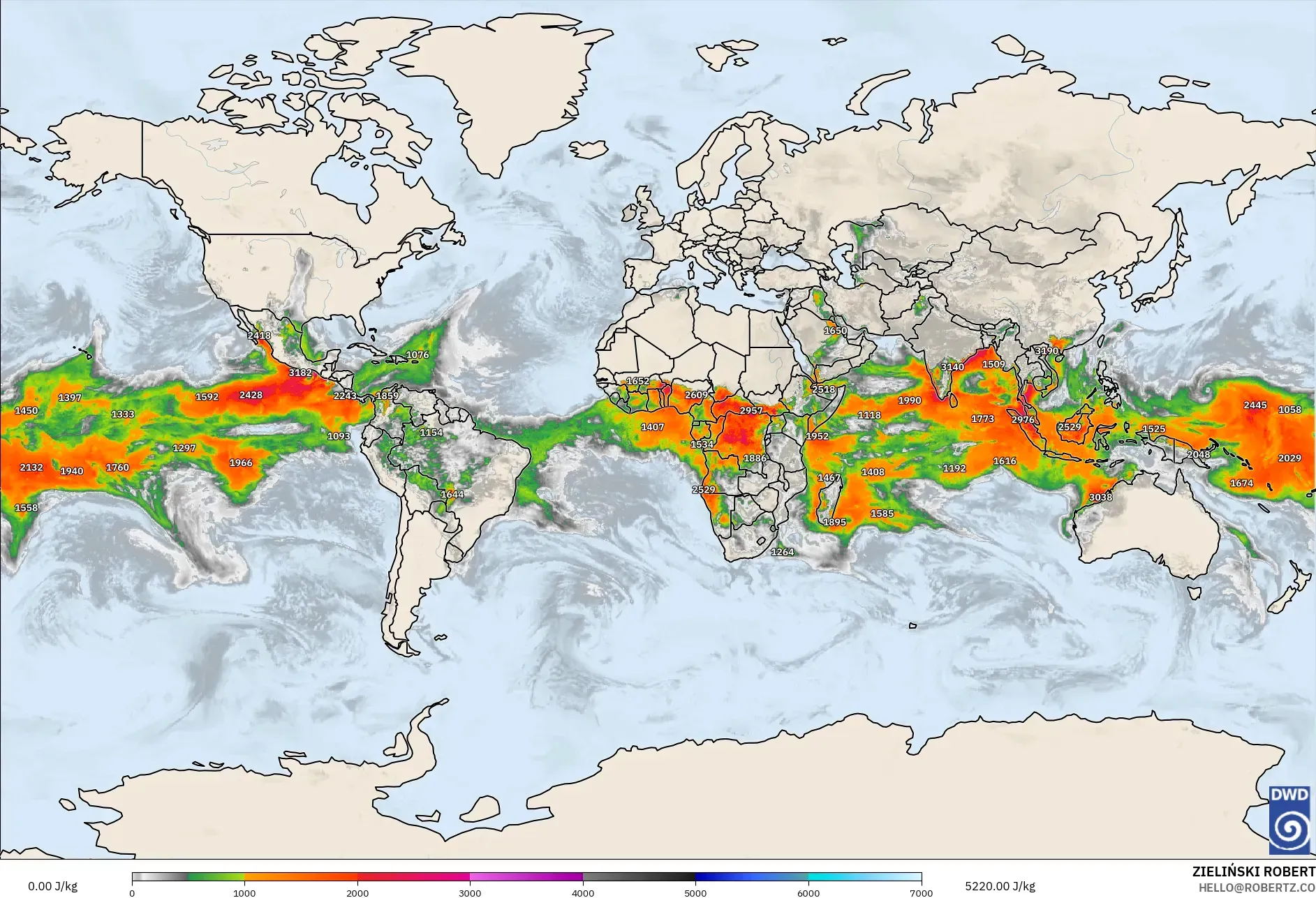 ICON model - Dunia, CAPE