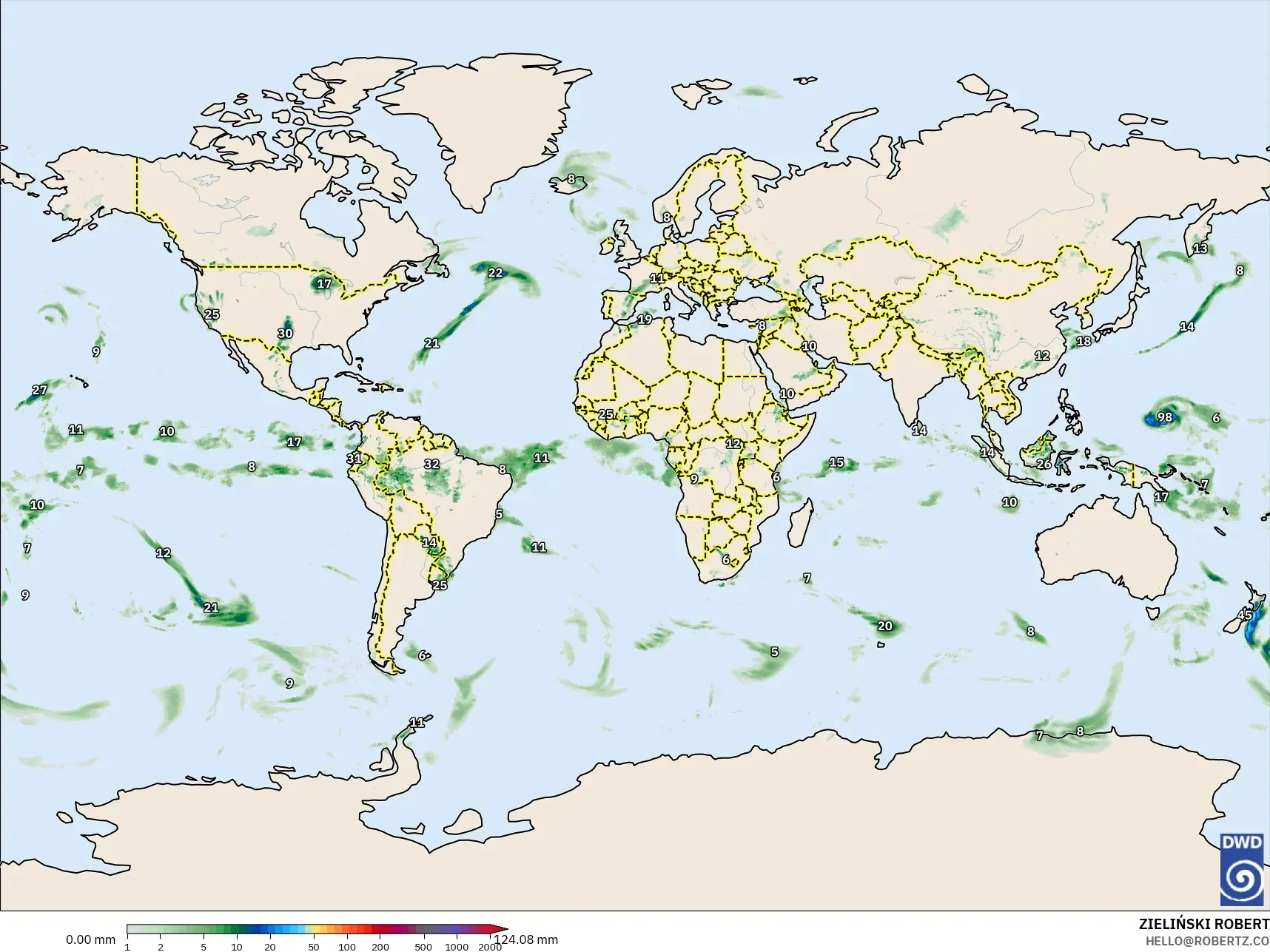 ICON model - Dunia, Akumulasi Curah Hujan