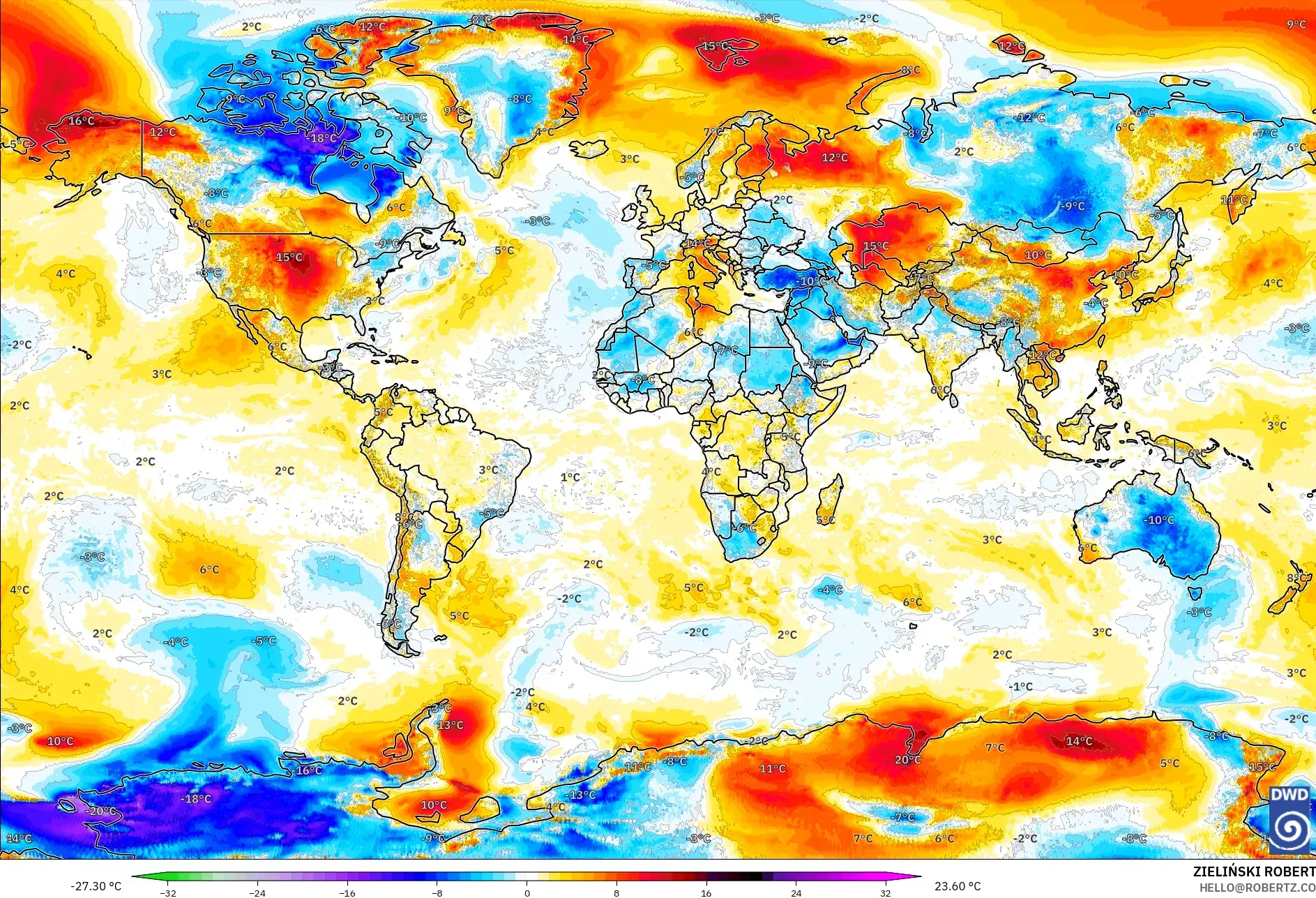 ICON model - Dunia, Anomali Suhu 2 m