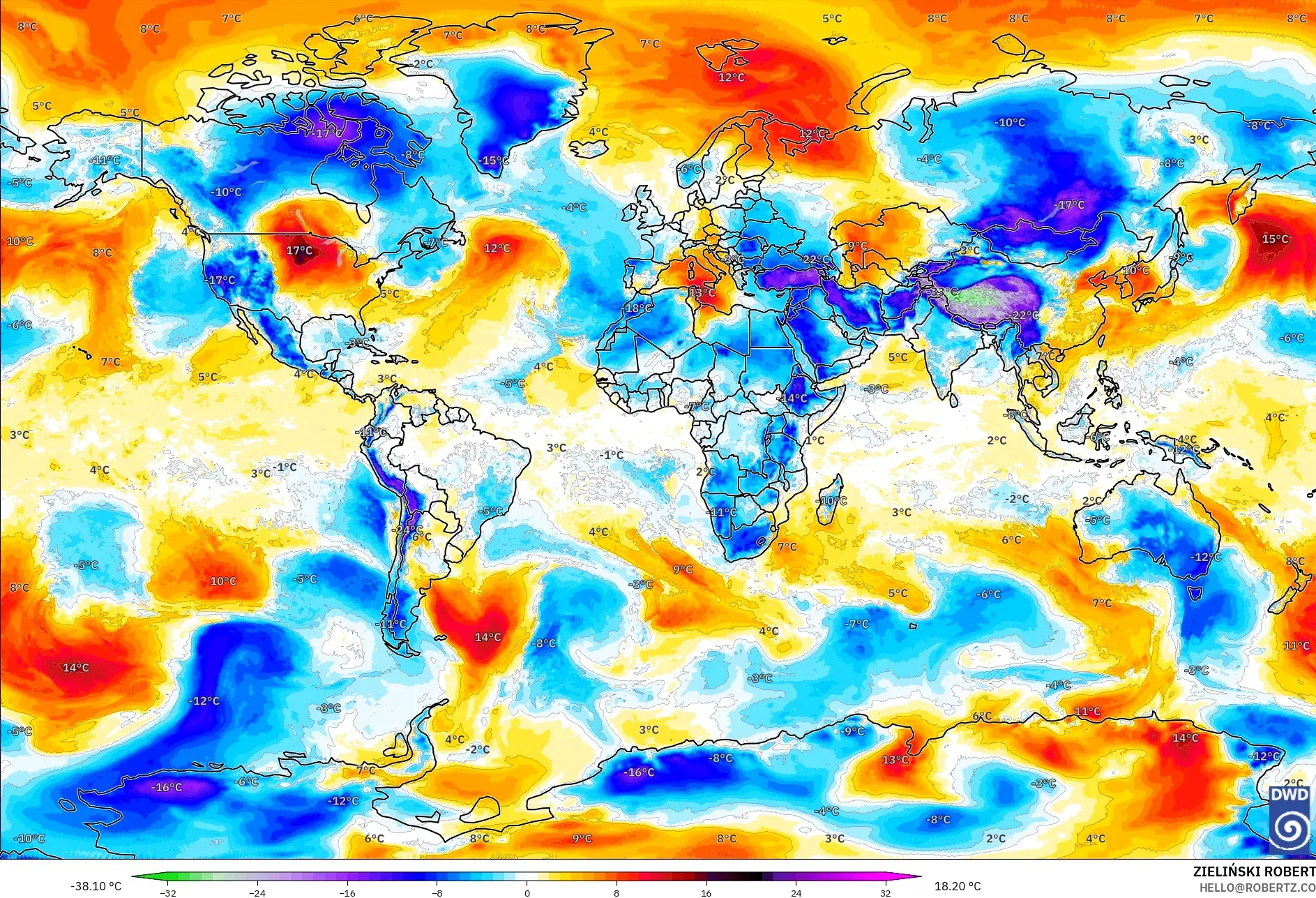 ICON model - Dunia, Anomali Suhu 850 hPa