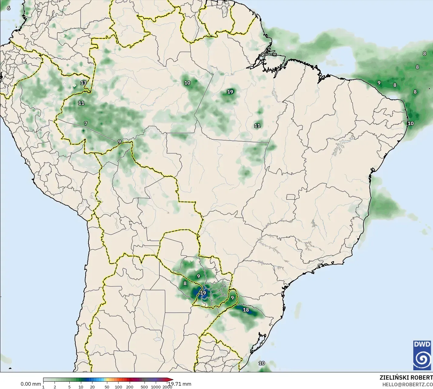ICON model - Brasil, Akumulasi Curah Hujan