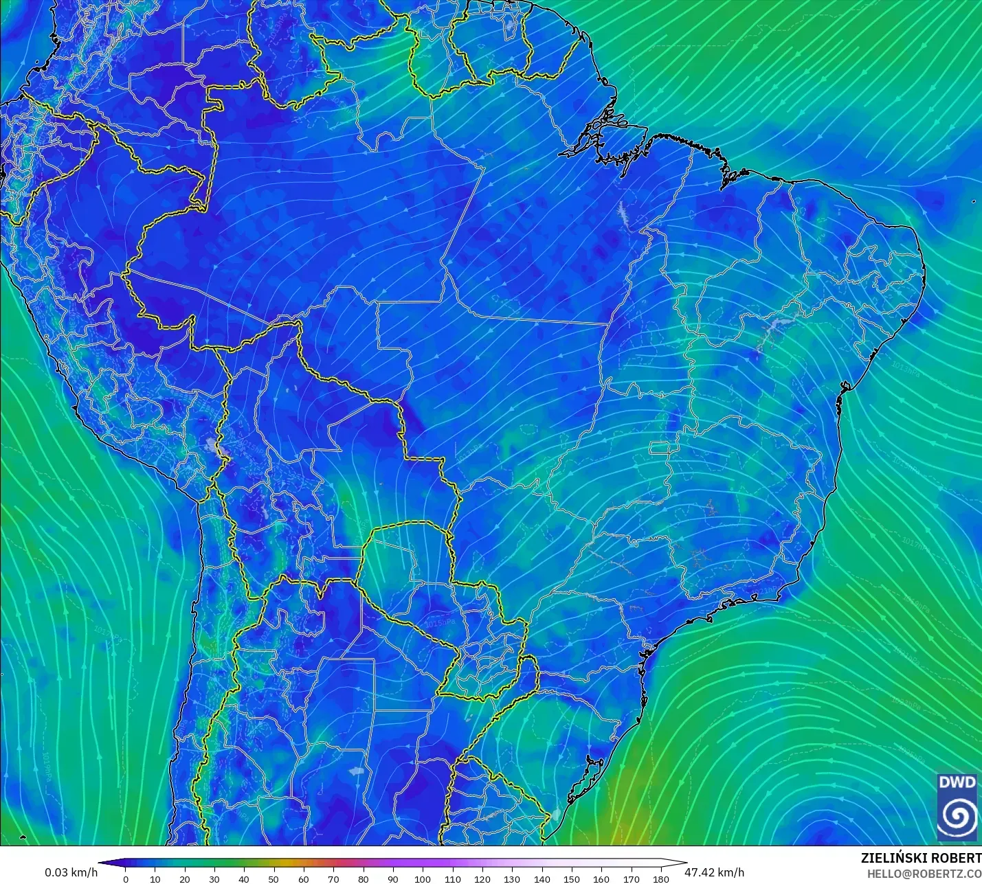 ICON model - Brasil, Angin 10 m