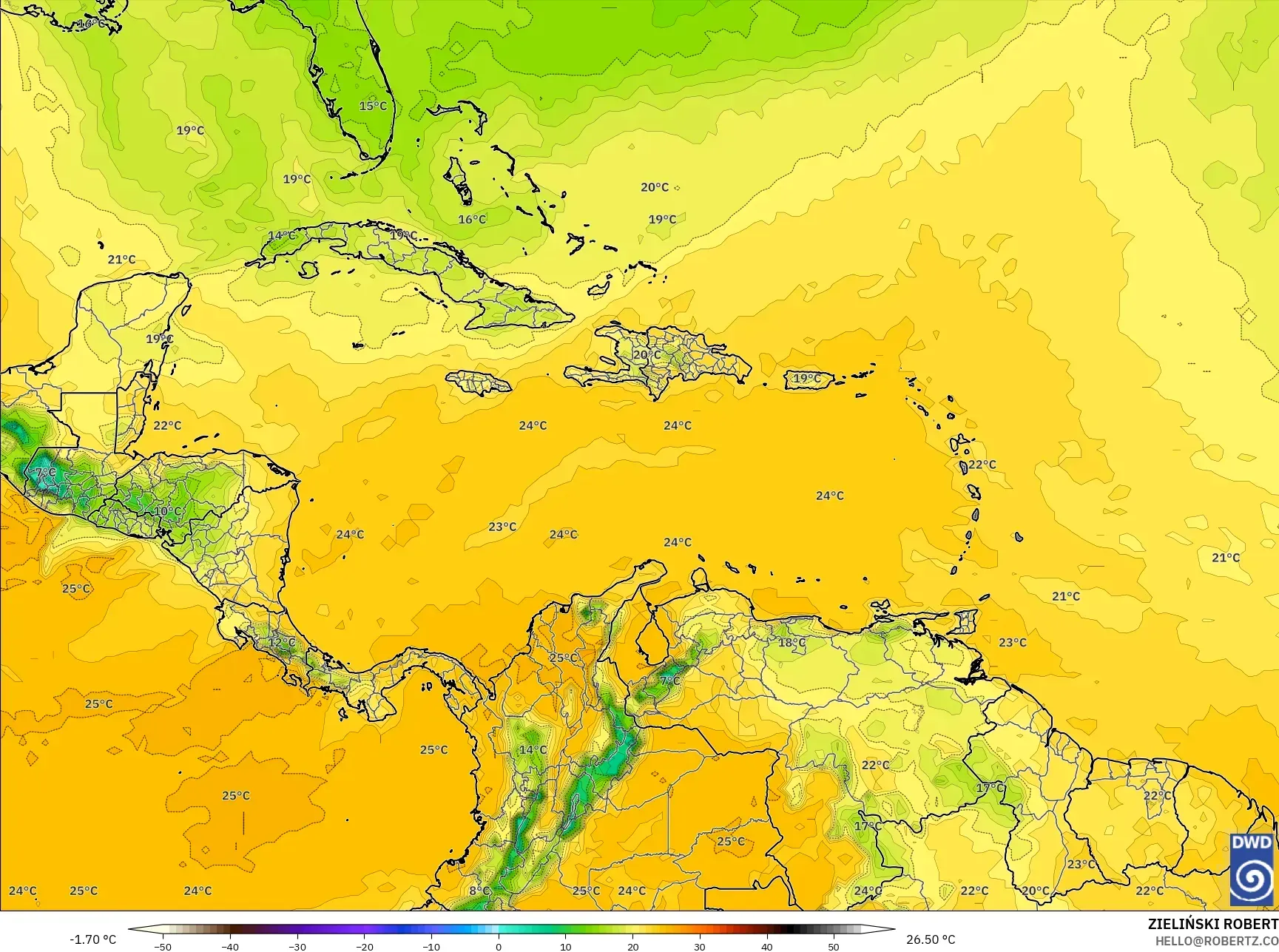 ICON model - Karibia, Titik Embun 2 m