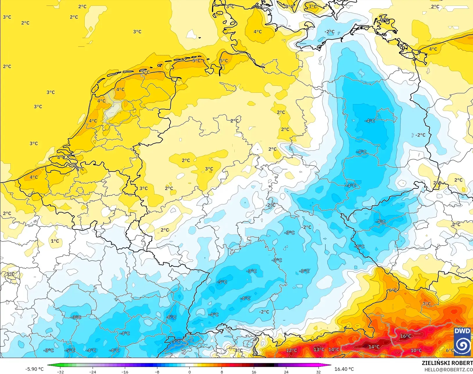 ICON model - Jerman, Anomali Suhu 2 m