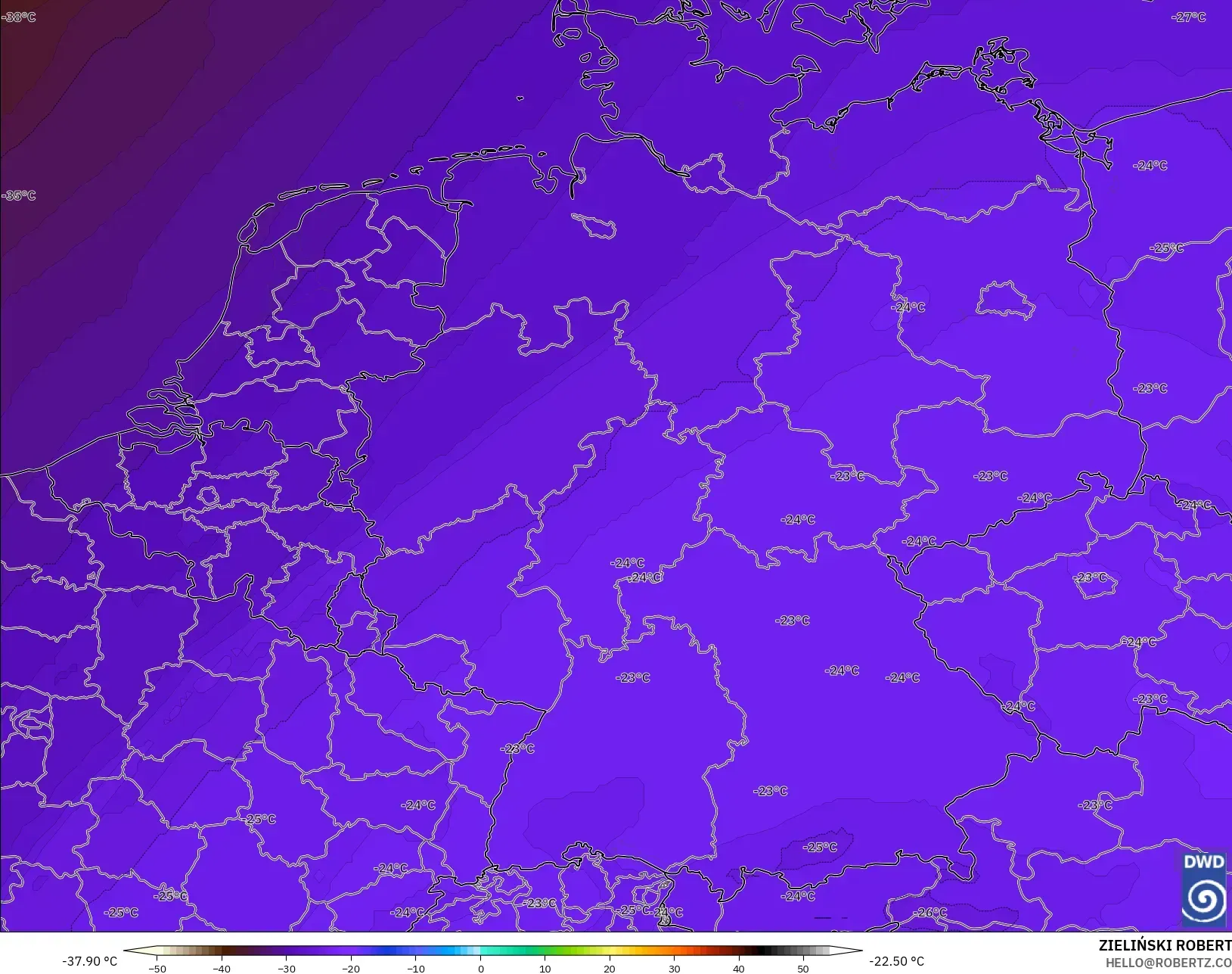 ICON model - Jerman, Suhu 500 hPa