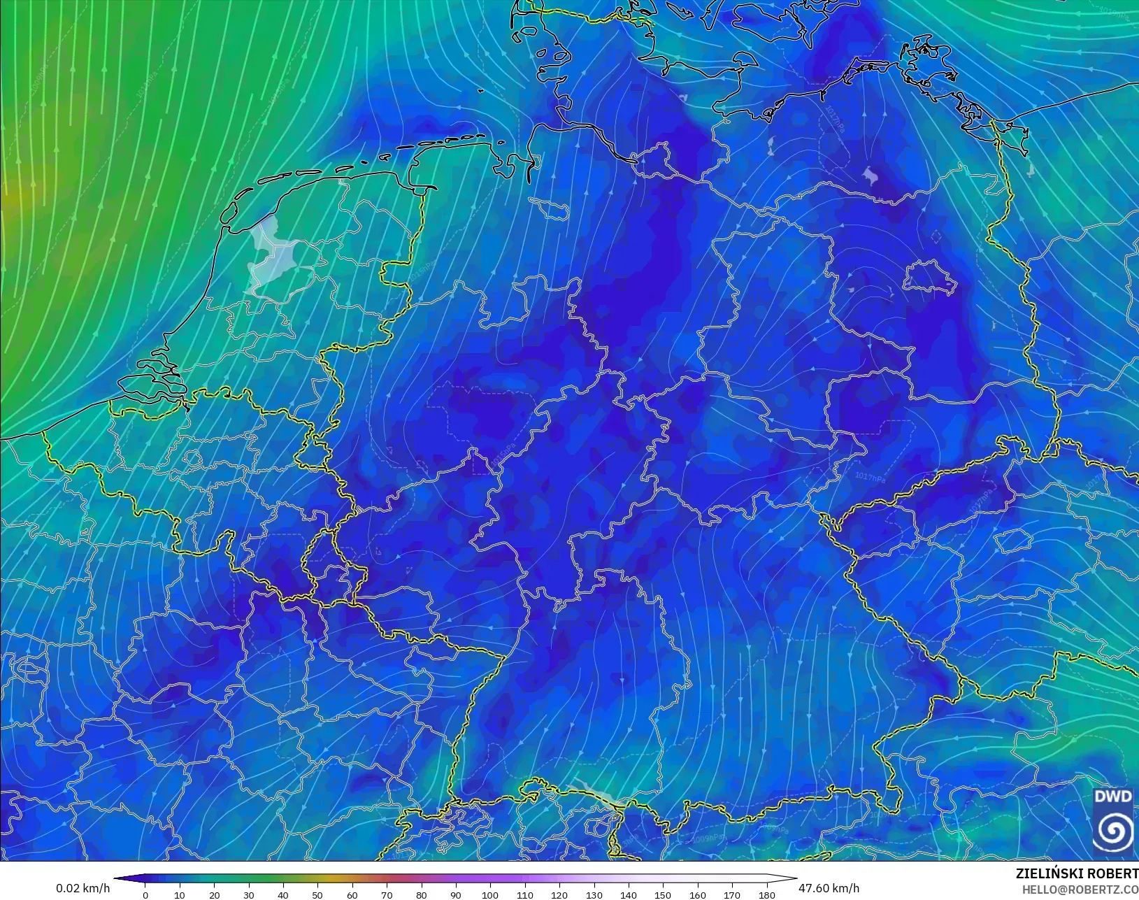 ICON model - Jerman, Angin 10 m