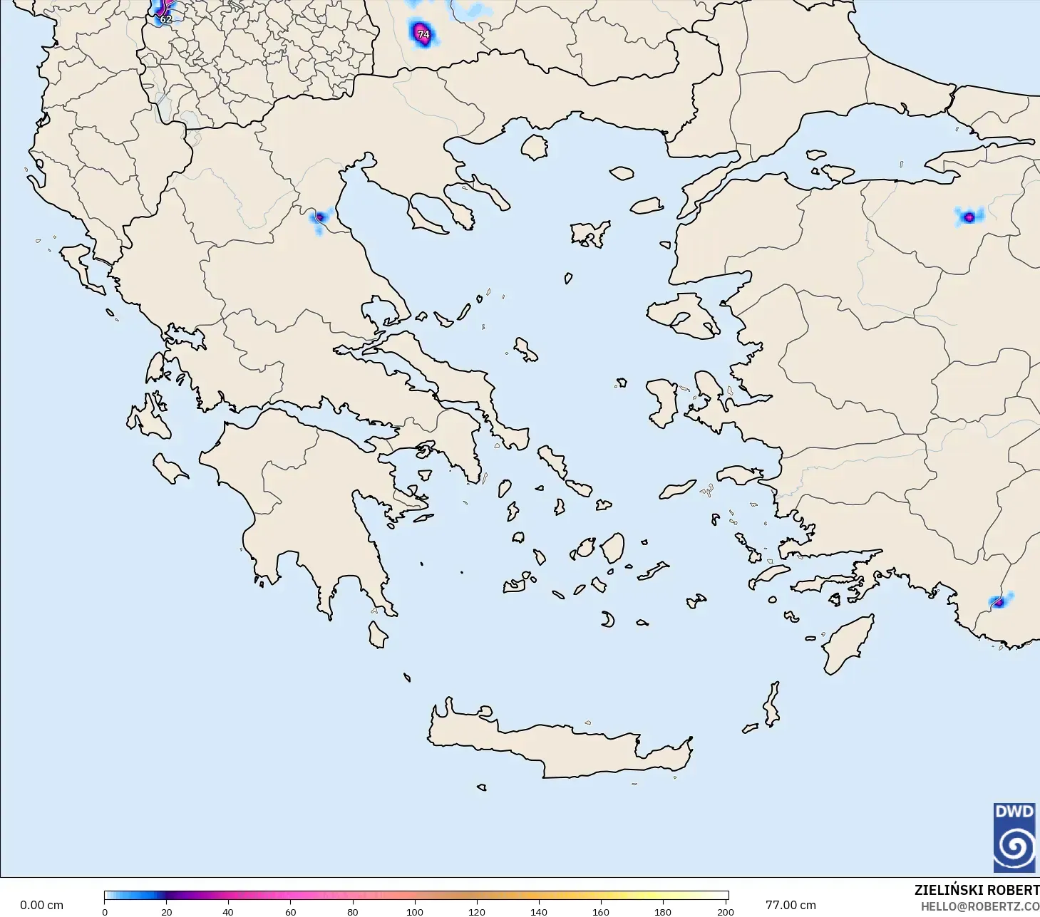 ICON model - Yunani, Kedalaman Salju