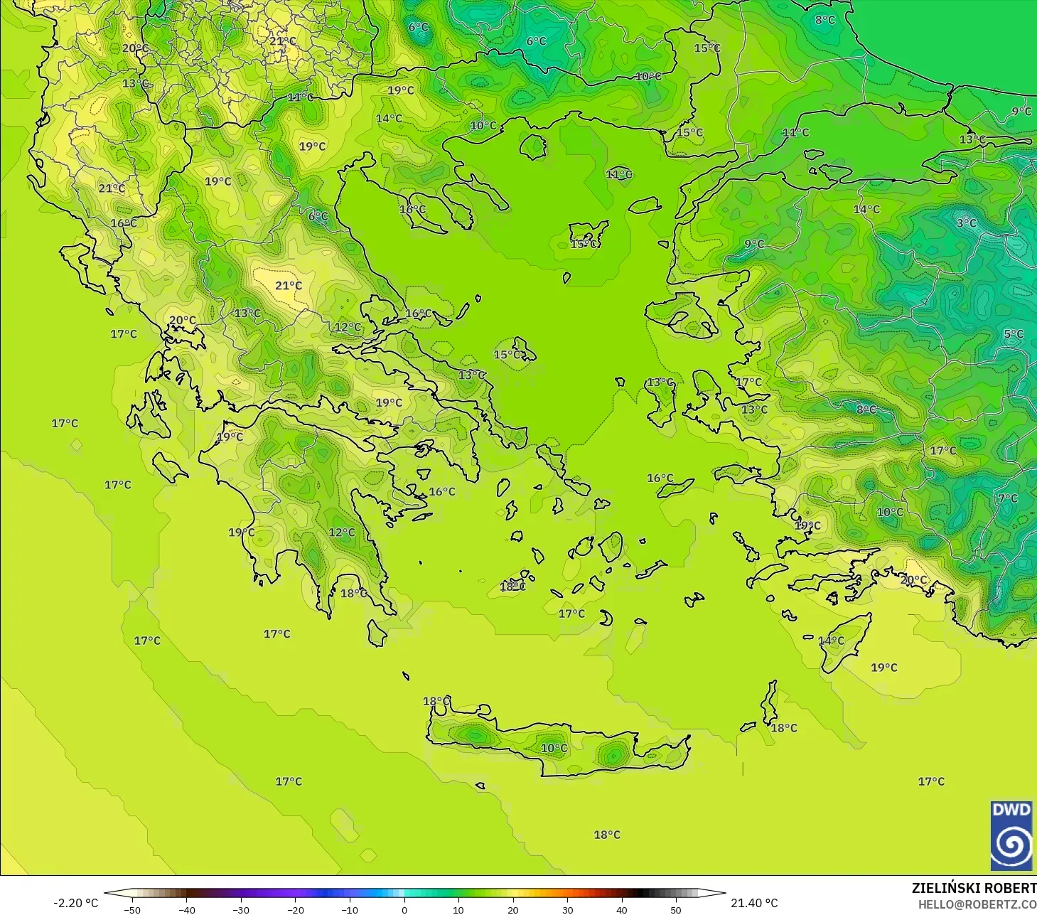 ICON model - Yunani, Suhu 2 m