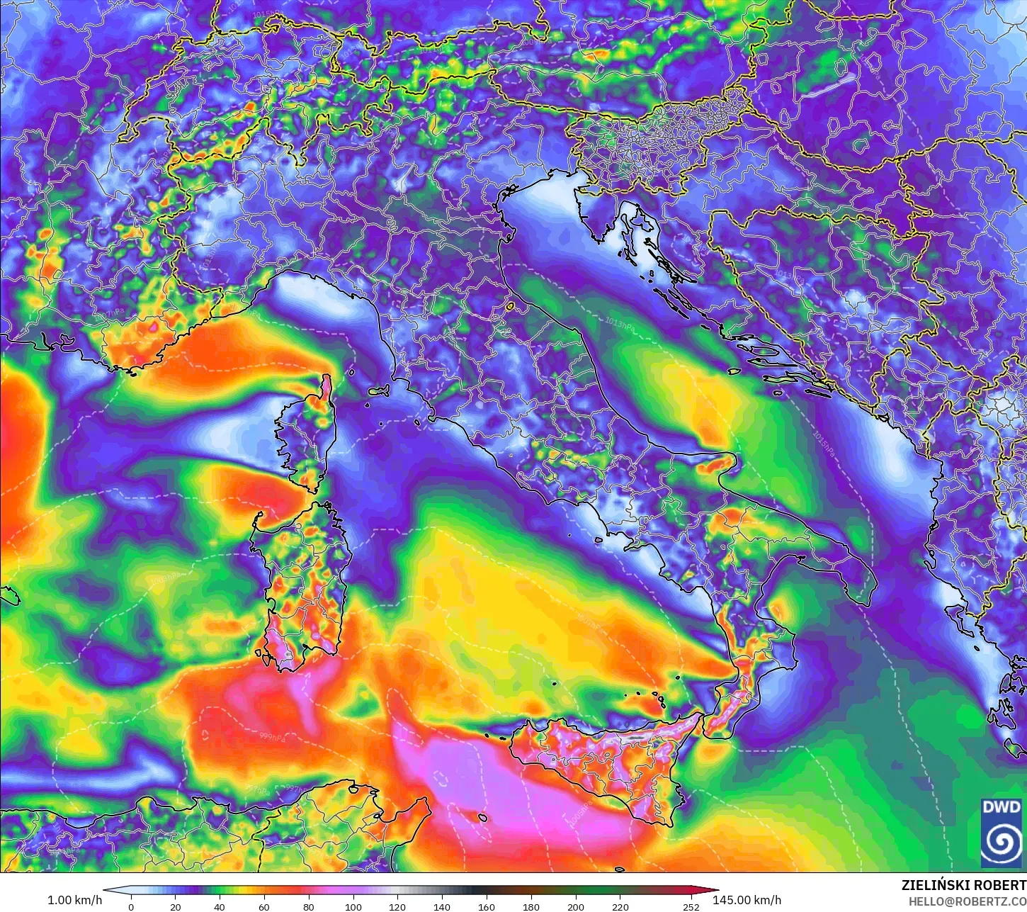ICON model - Italia, Puncak Hembusan