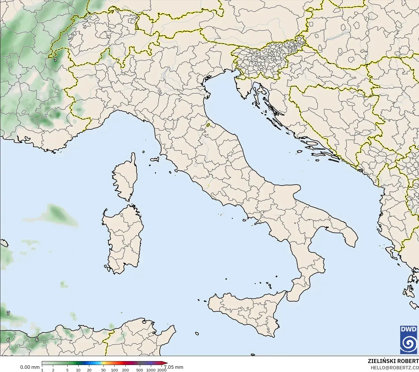 ICON model - Italia, Akumulasi Curah Hujan