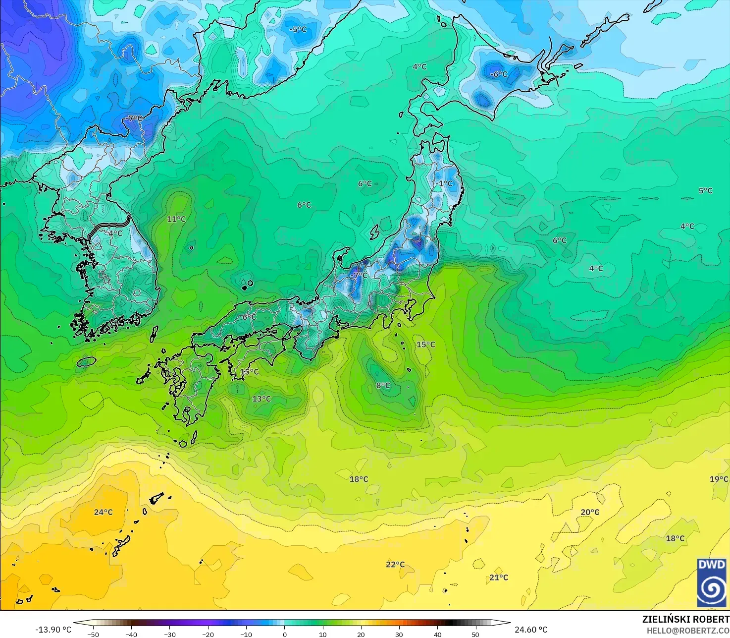 ICON model - Jepang, Titik Embun 2 m