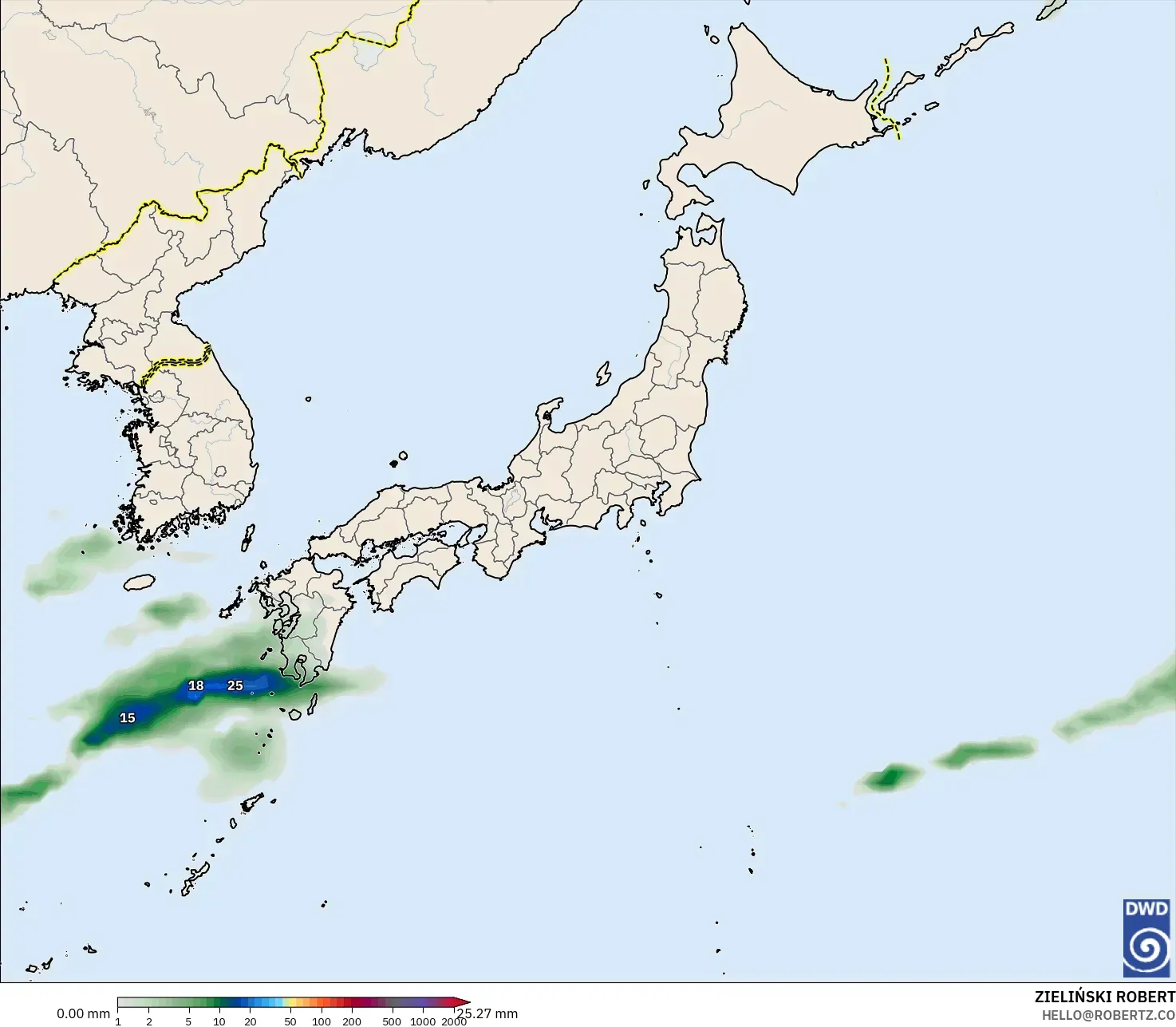 ICON model - Jepang, Akumulasi Curah Hujan
