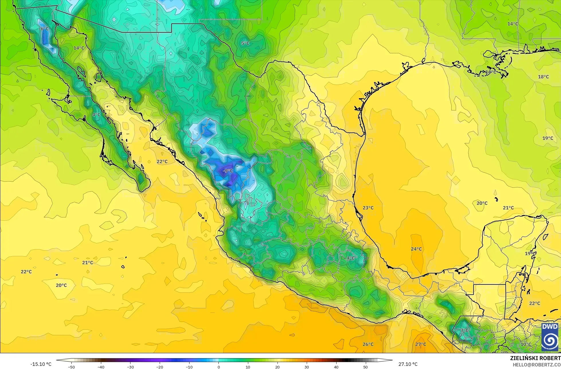 ICON model - Meksiko, Titik Embun 2 m