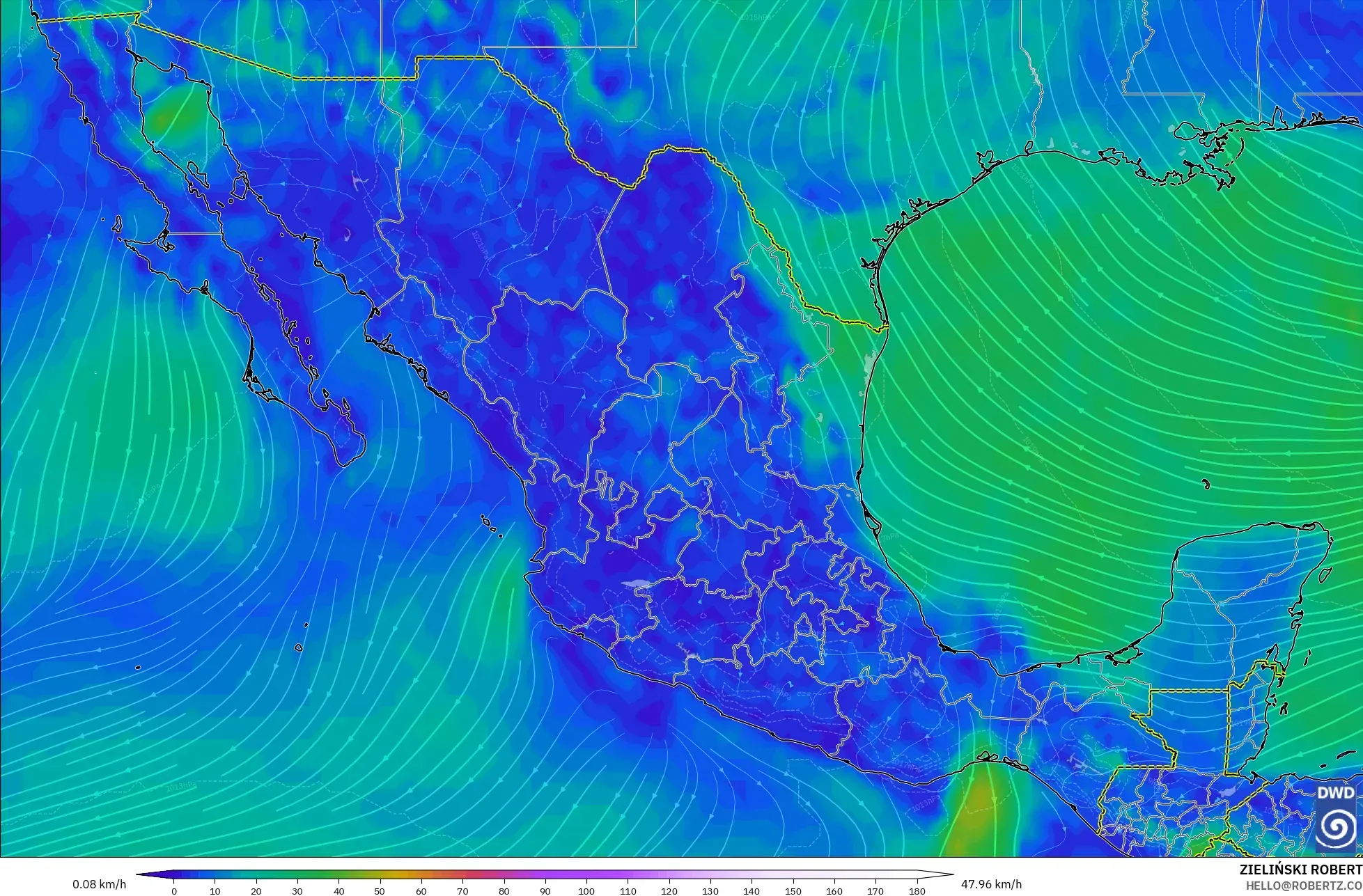 ICON model - Meksiko, Angin 10 m