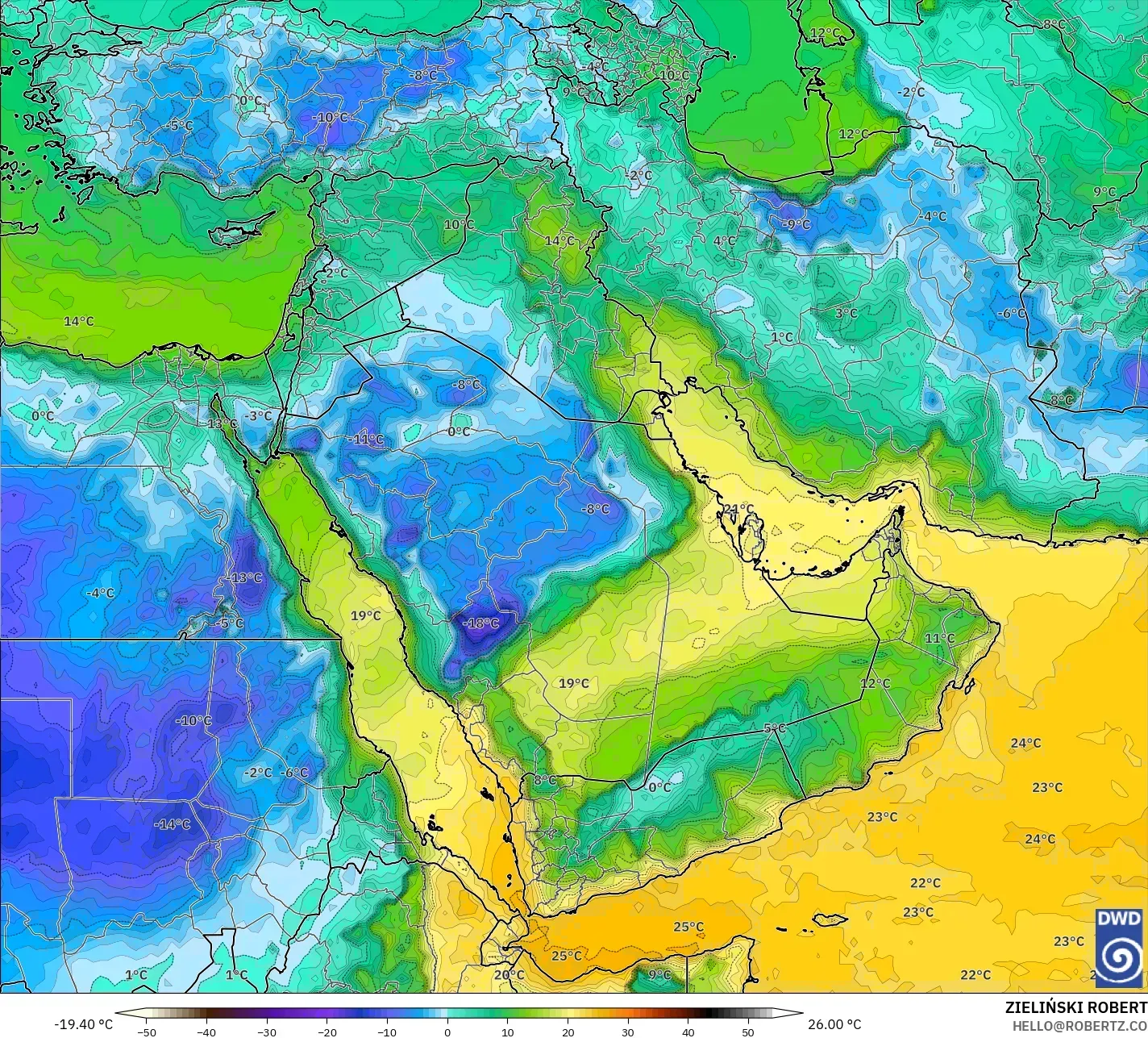 ICON model - Timur Tengah, Titik Embun 2 m