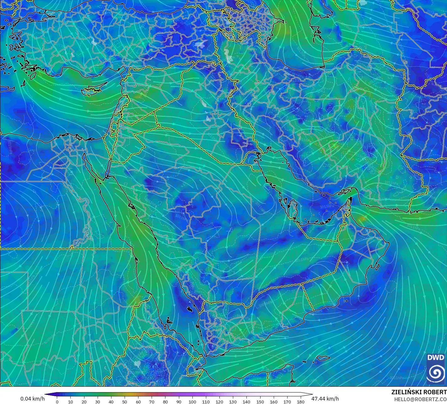 ICON model - Timur Tengah, Angin 10 m