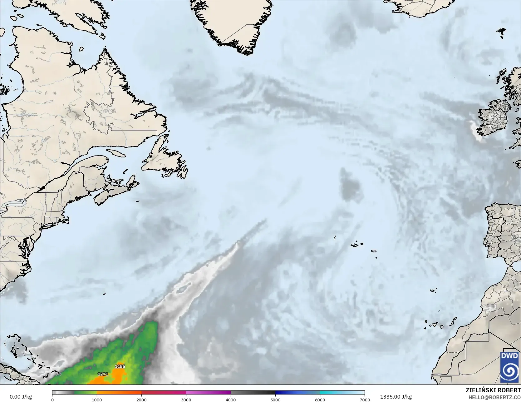 ICON model - Atlantik Utara, CAPE