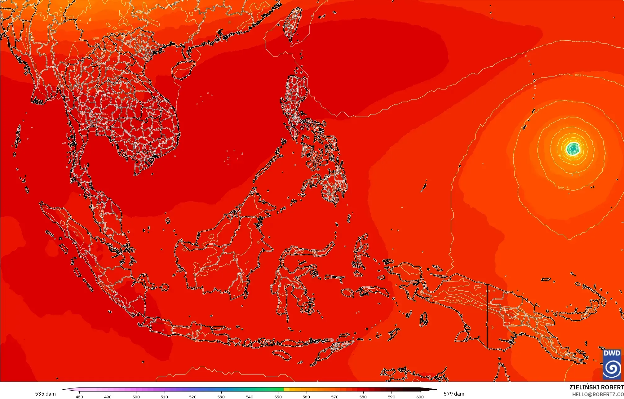 ICON model - Asia Tenggara, Ketinggian geopotensial pada 500 hPa