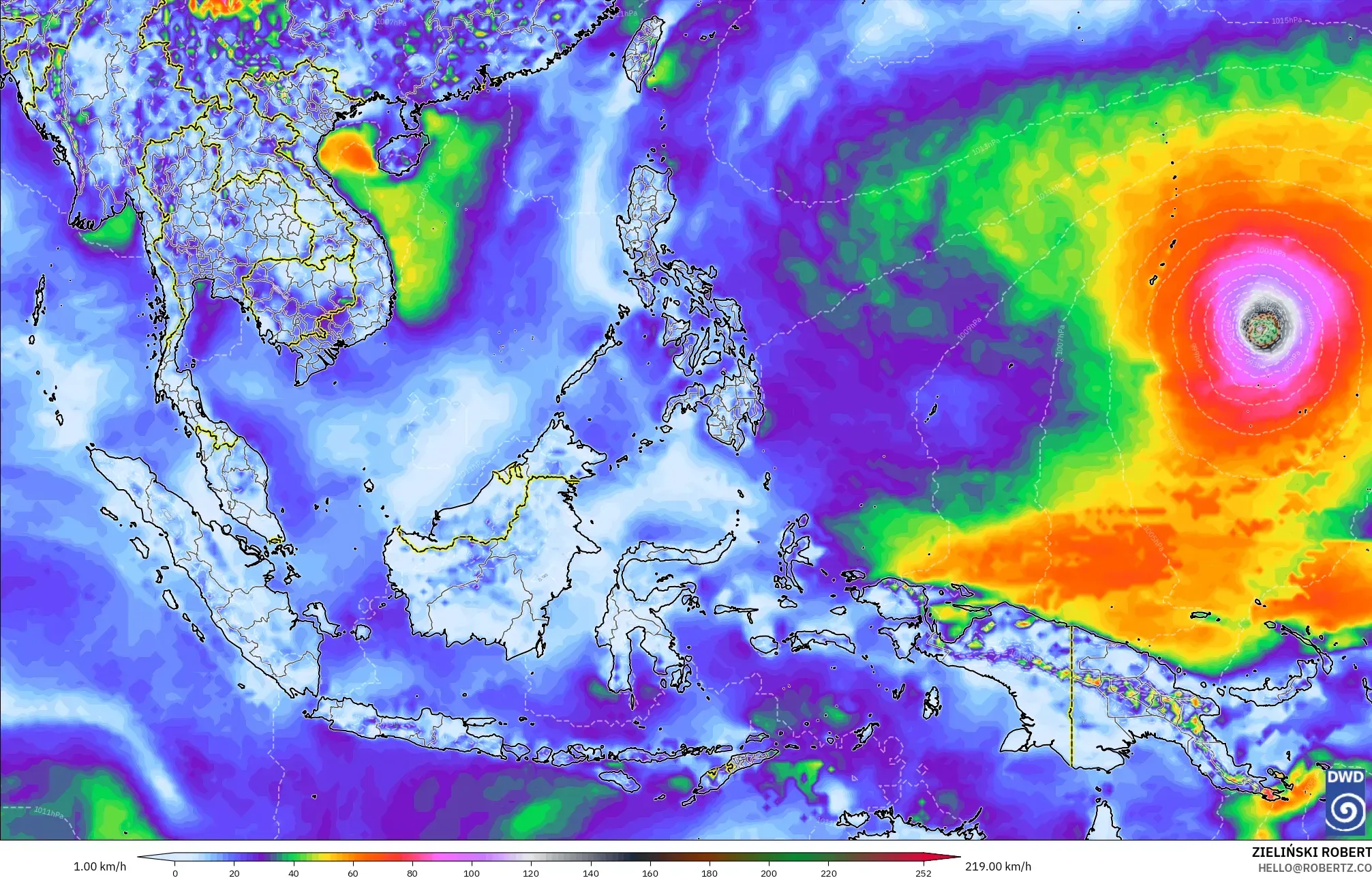ICON model - Asia Tenggara, Puncak Hembusan