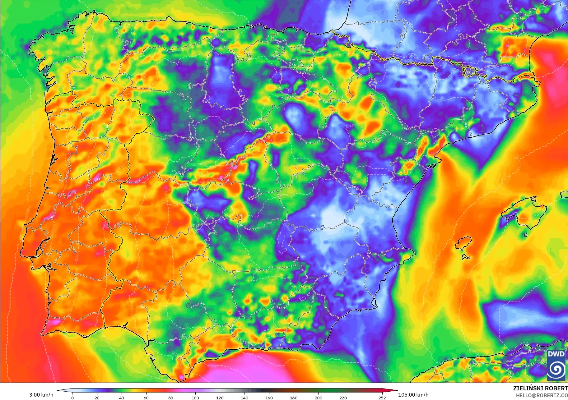 ICON model - Spanyol, Hembusan Angin