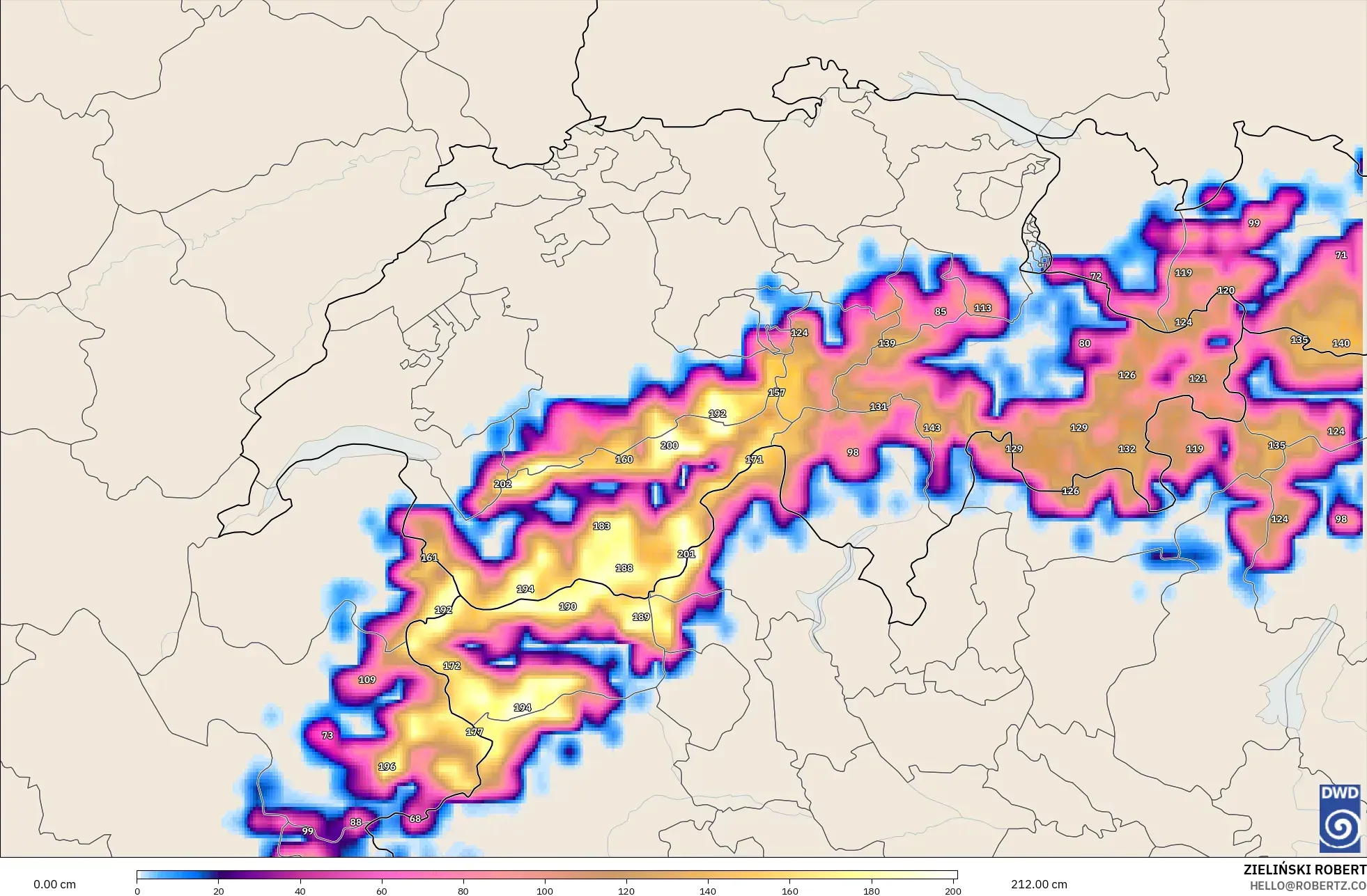 ICON model - Swiss, Kedalaman Salju