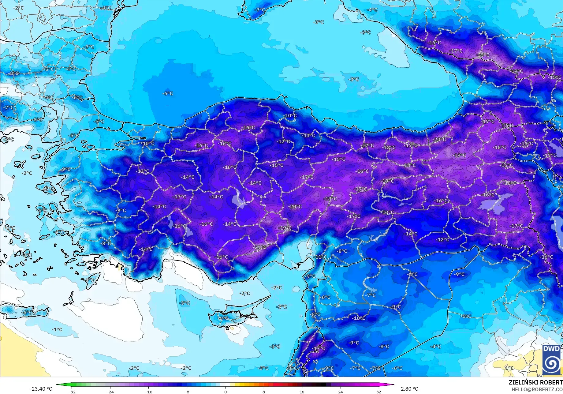 ICON model - Turki, Anomali Suhu 850 hPa