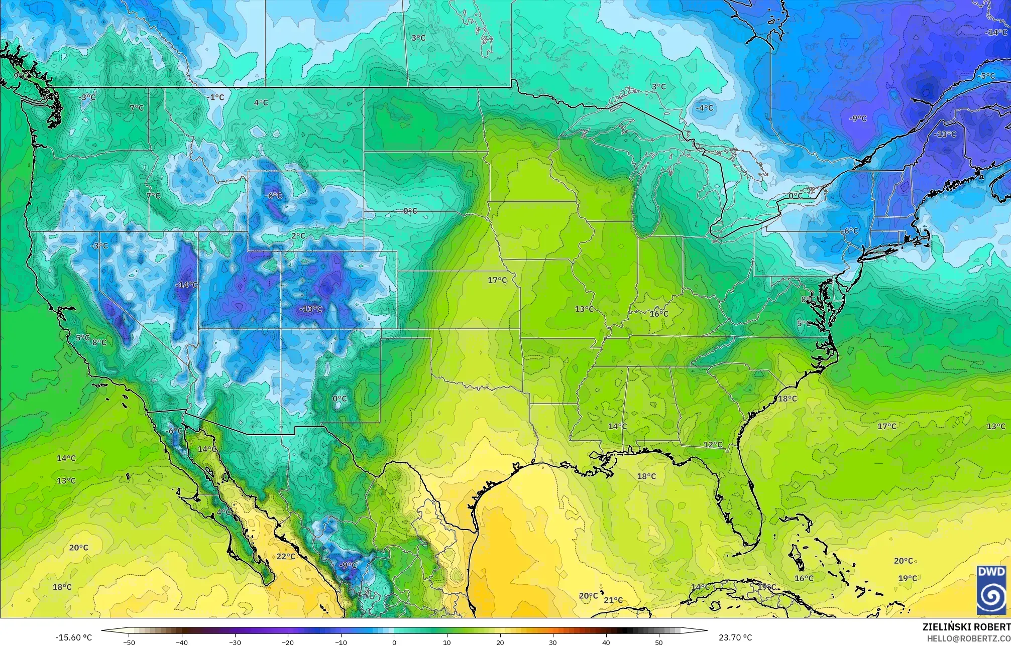 ICON model - Amerika Serikat, Titik Embun 2 m