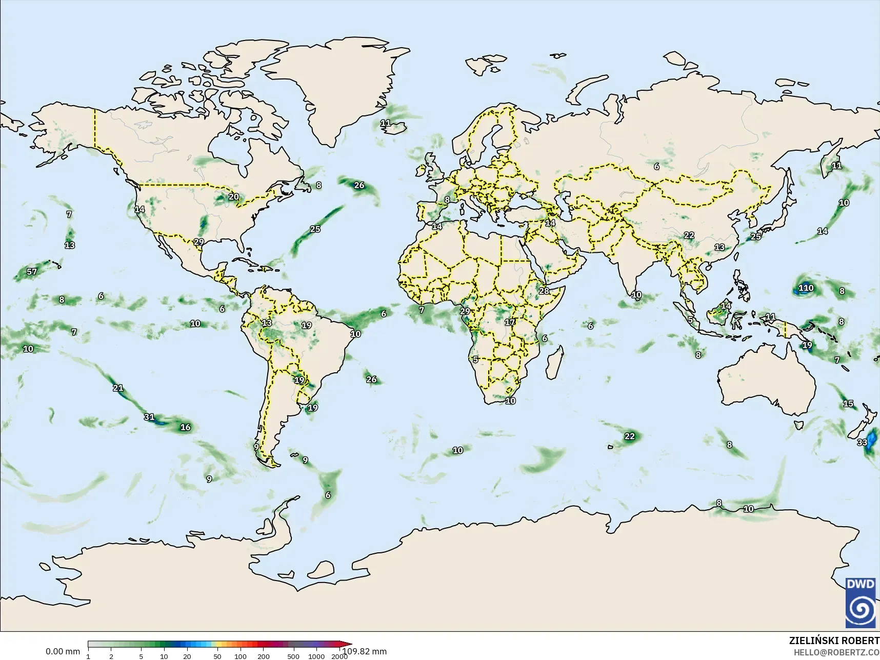 ICON model - Dunia, Akumulasi Curah Hujan