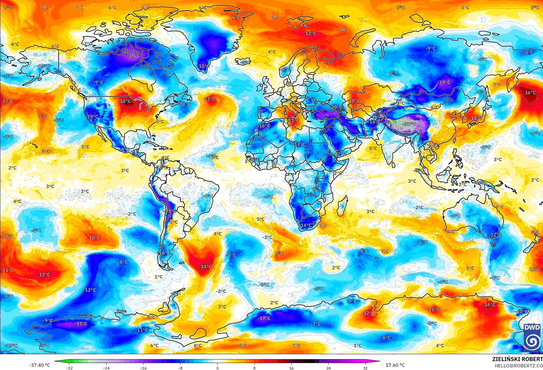 ICON model - Dunia, Anomali Suhu 850 hPa