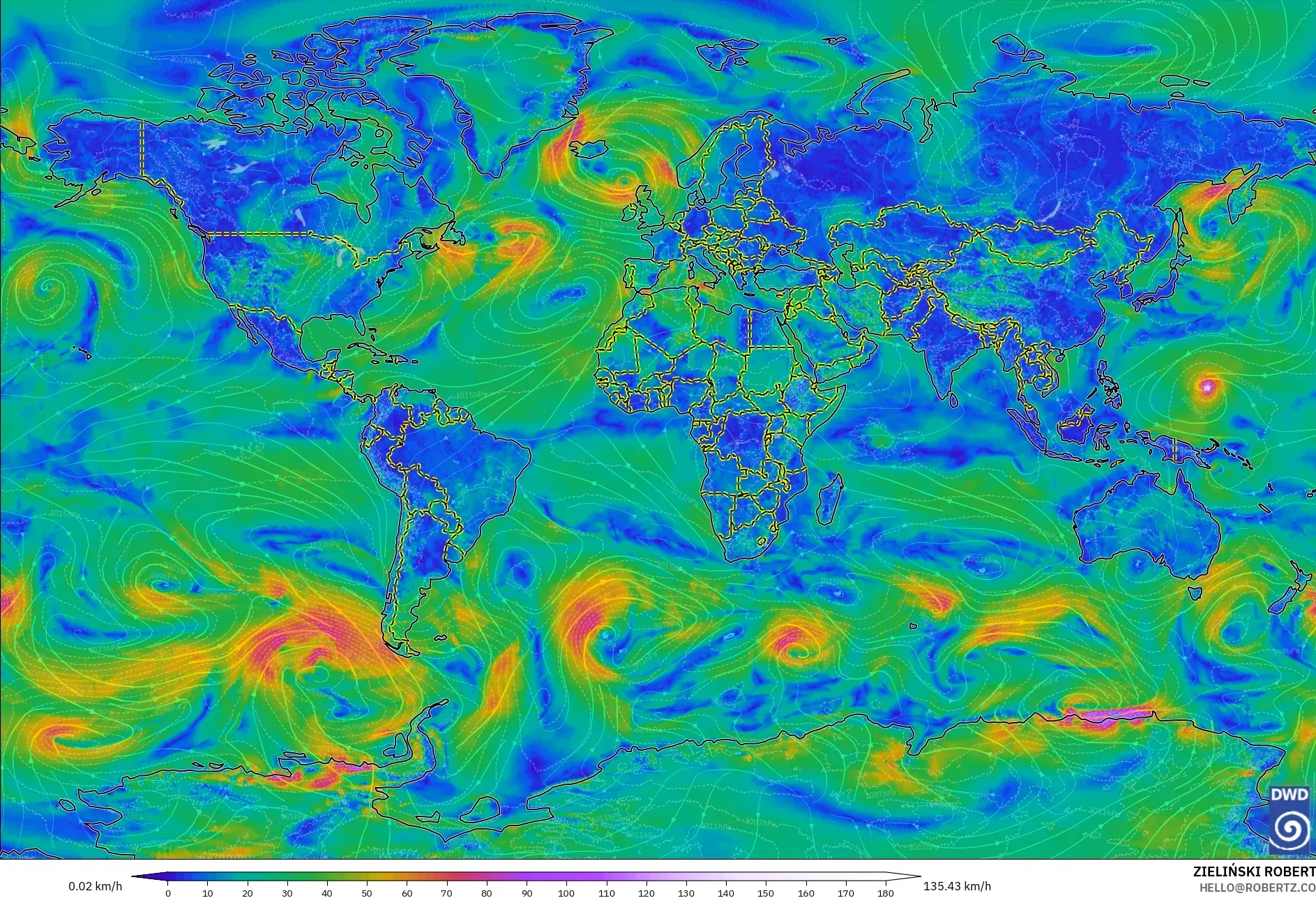 ICON model - Dunia, Angin 10 m