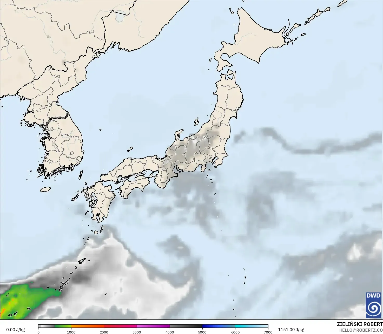 ICON model - Japan, CAPE
