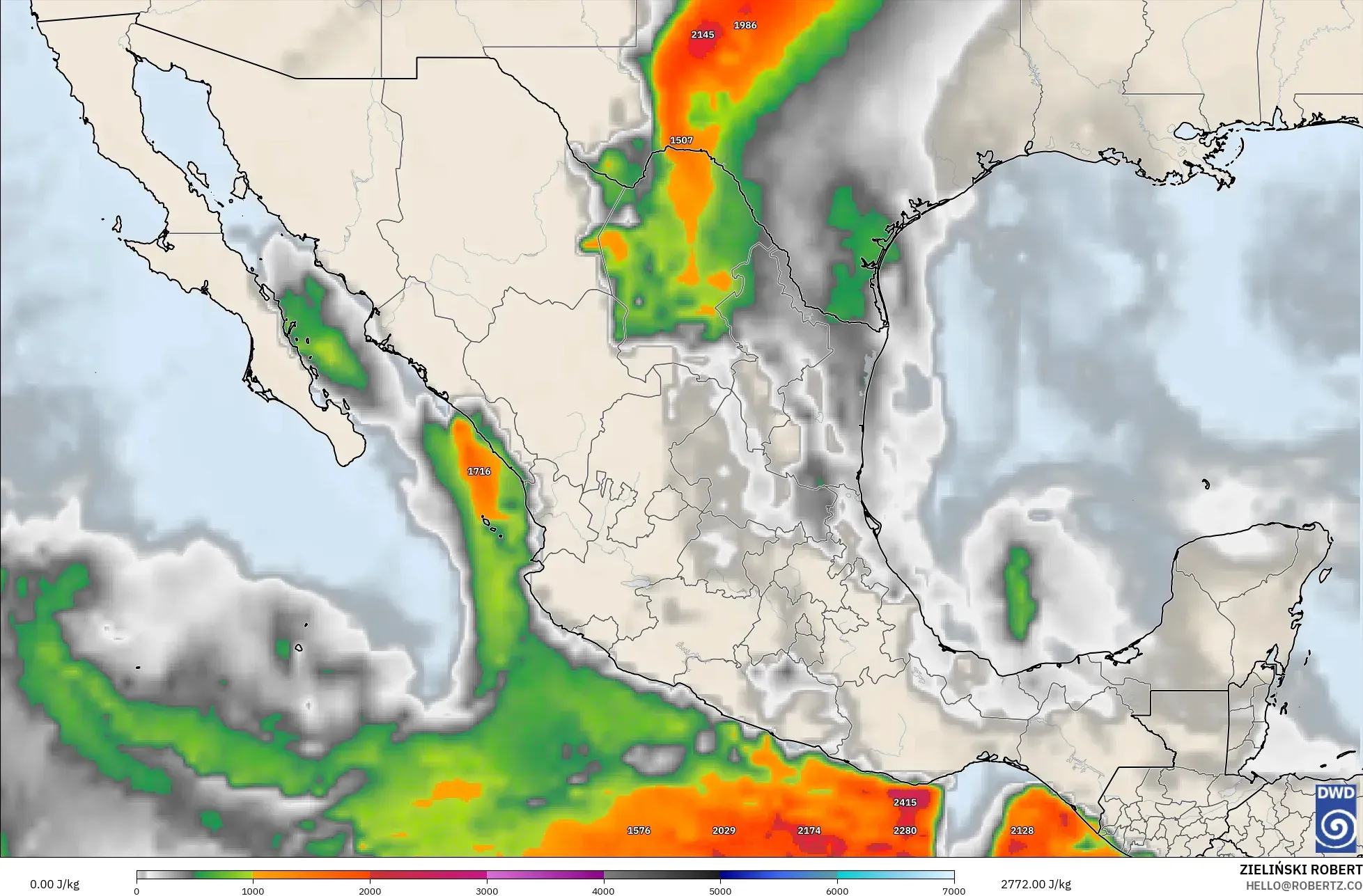 ICON model - Mexico, CAPE