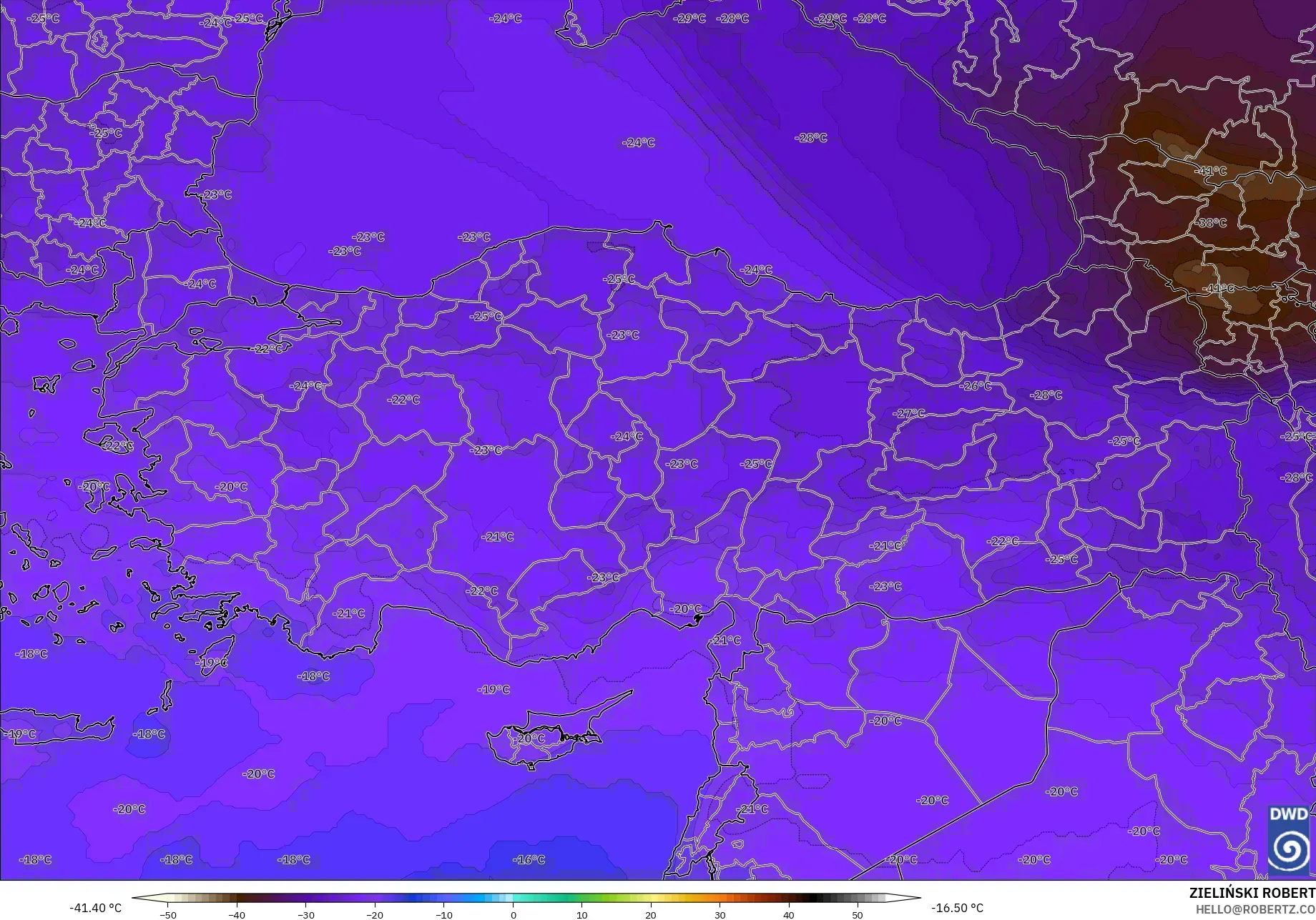 ICON model - Turkey, Temperature at 500hPa